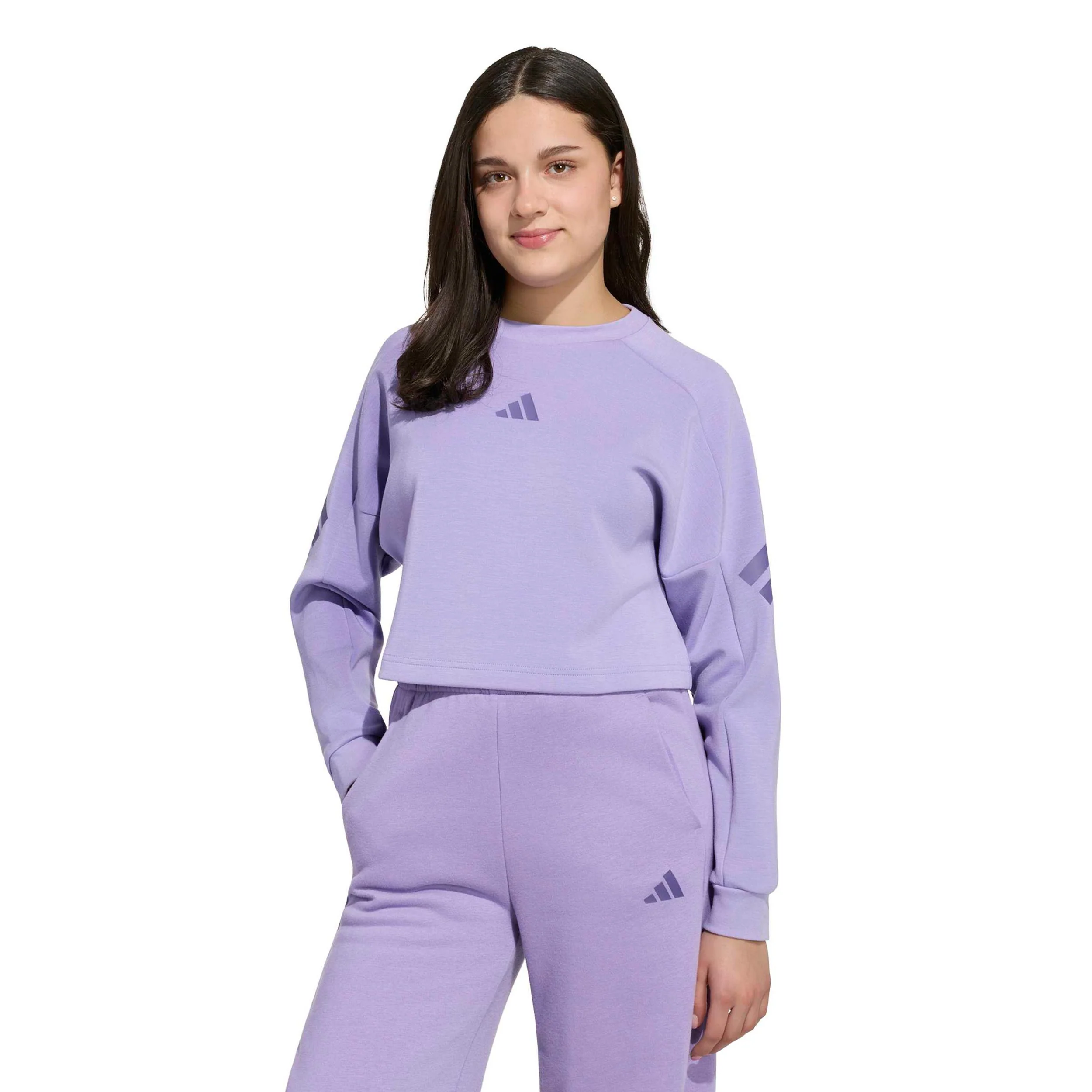 3Stripes Crew Crop Sweat-shirt Enfants - lilas