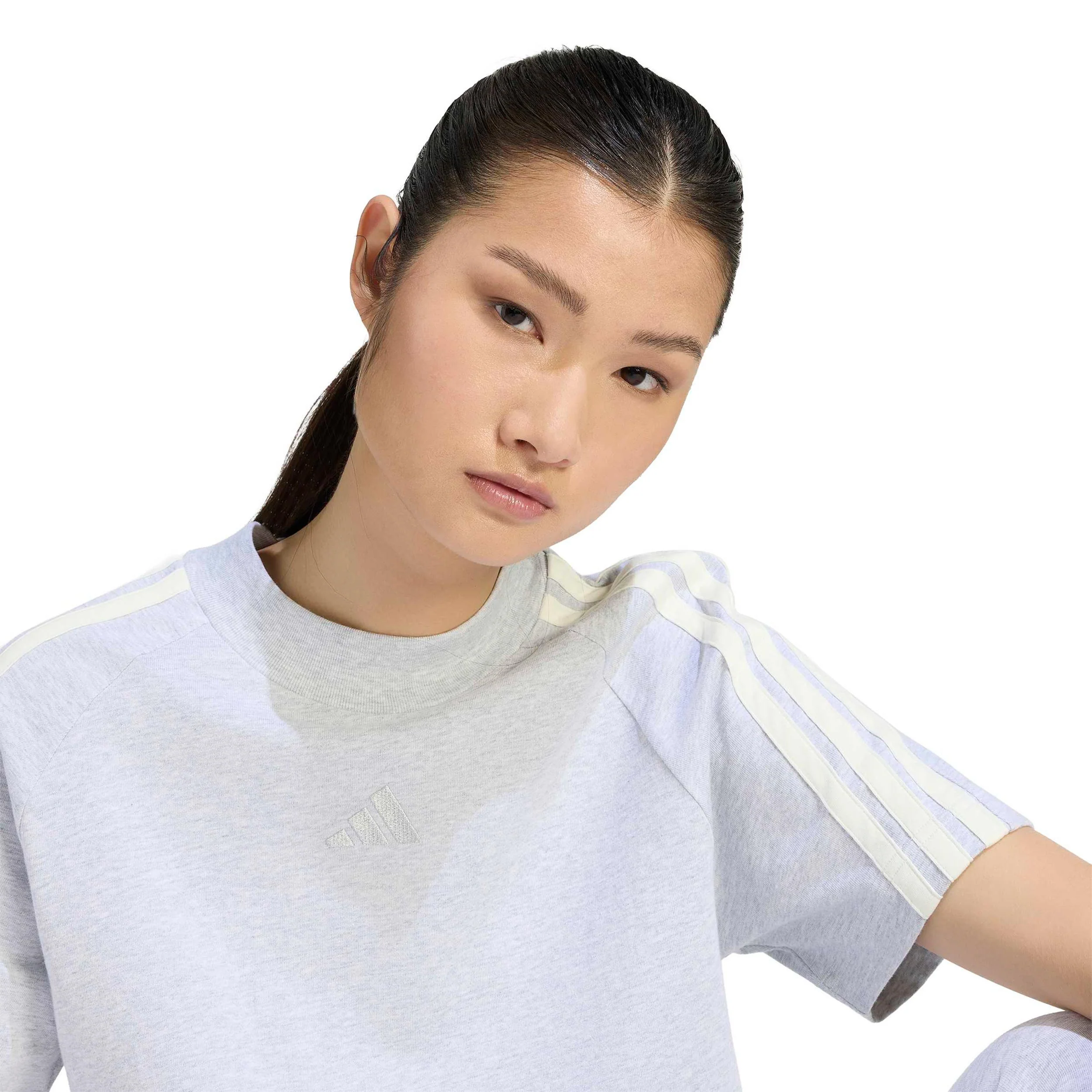 3Stripes T-shirt Femmes - gris clair, blanc cassé - Image 5