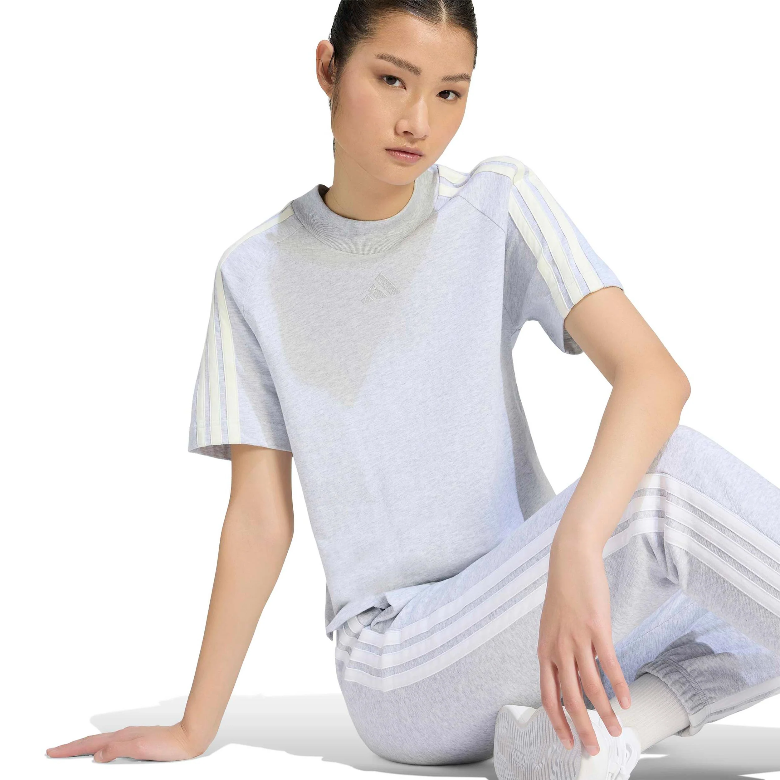 3Stripes T-shirt Femmes - gris clair, blanc cassé - Image 6