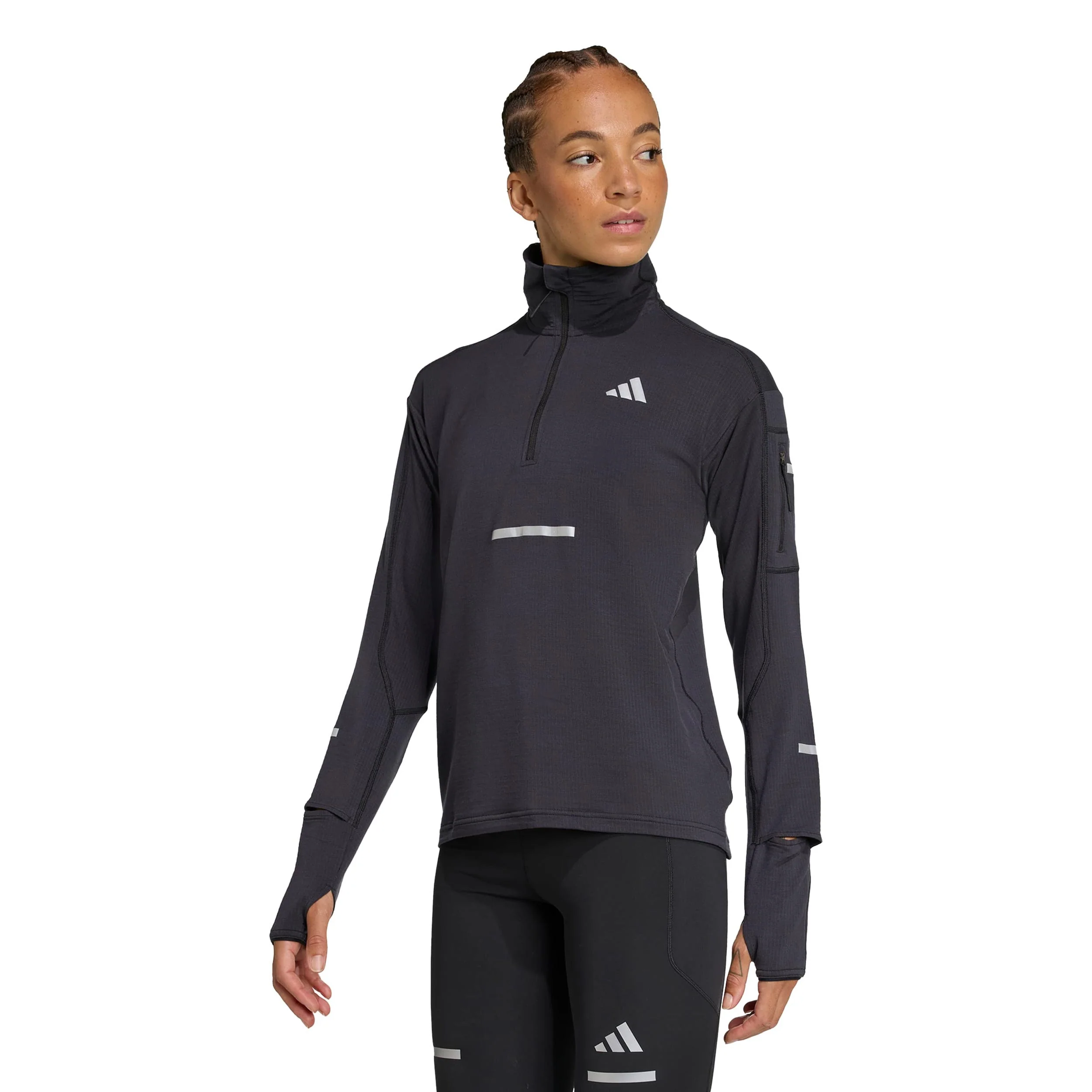 adi365 Warm Half-Zip Maillot de course Femmes-noir - Image 2