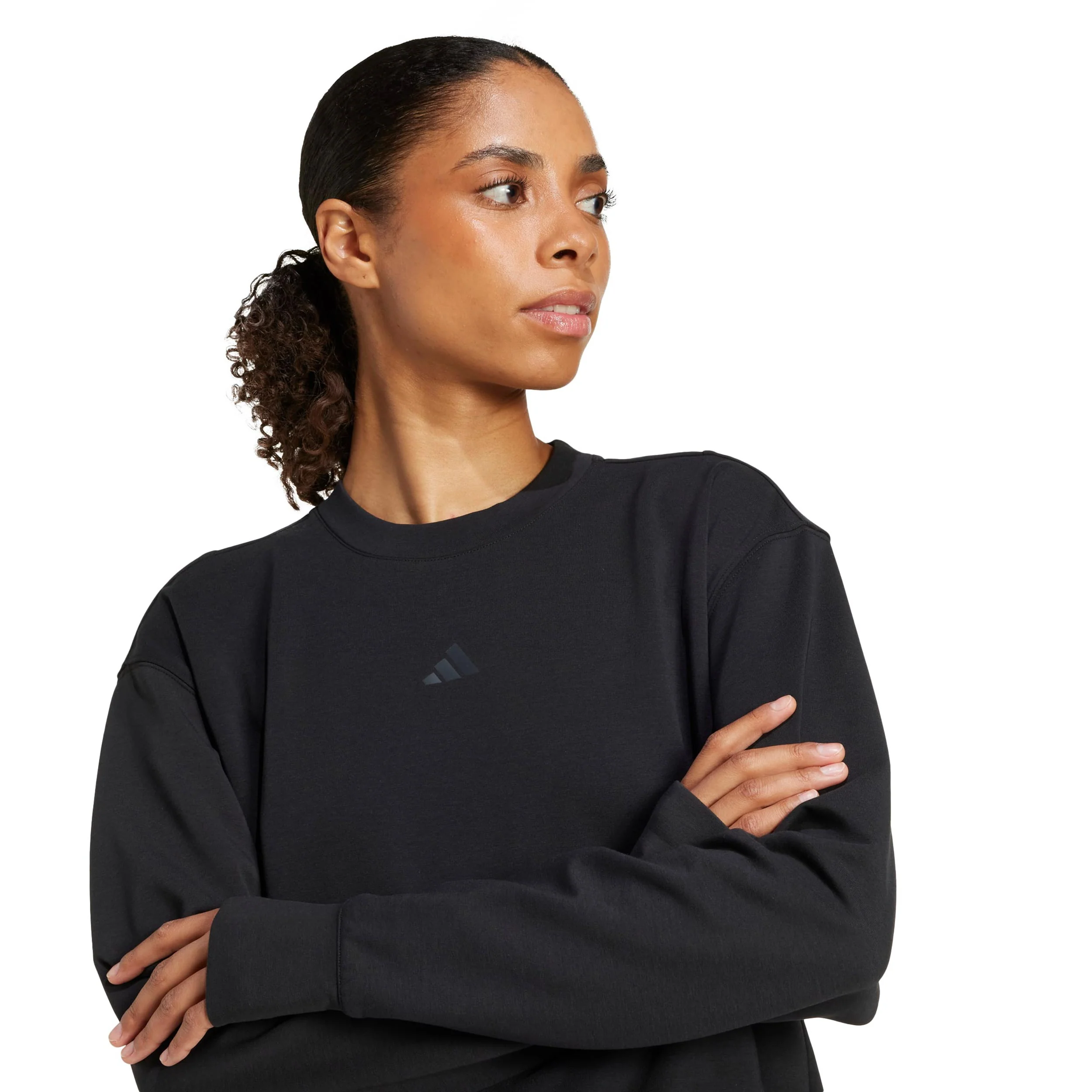 D4T Knit Crew Sweat-shirt Femmes-noir - Image 6
