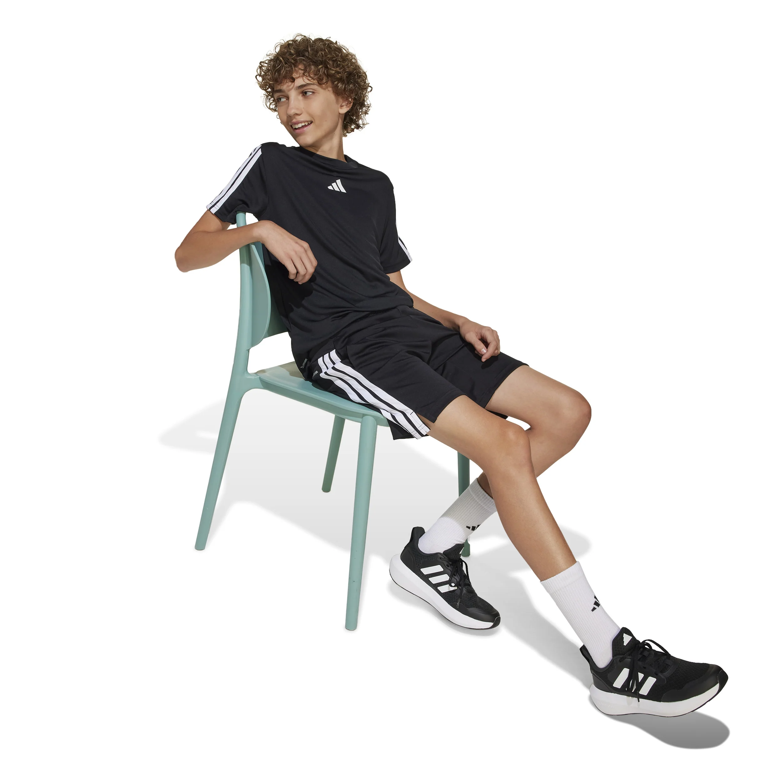 Training Essentials 3 Stripes T-shirt Enfants-Noir,Blanc - Image 4
