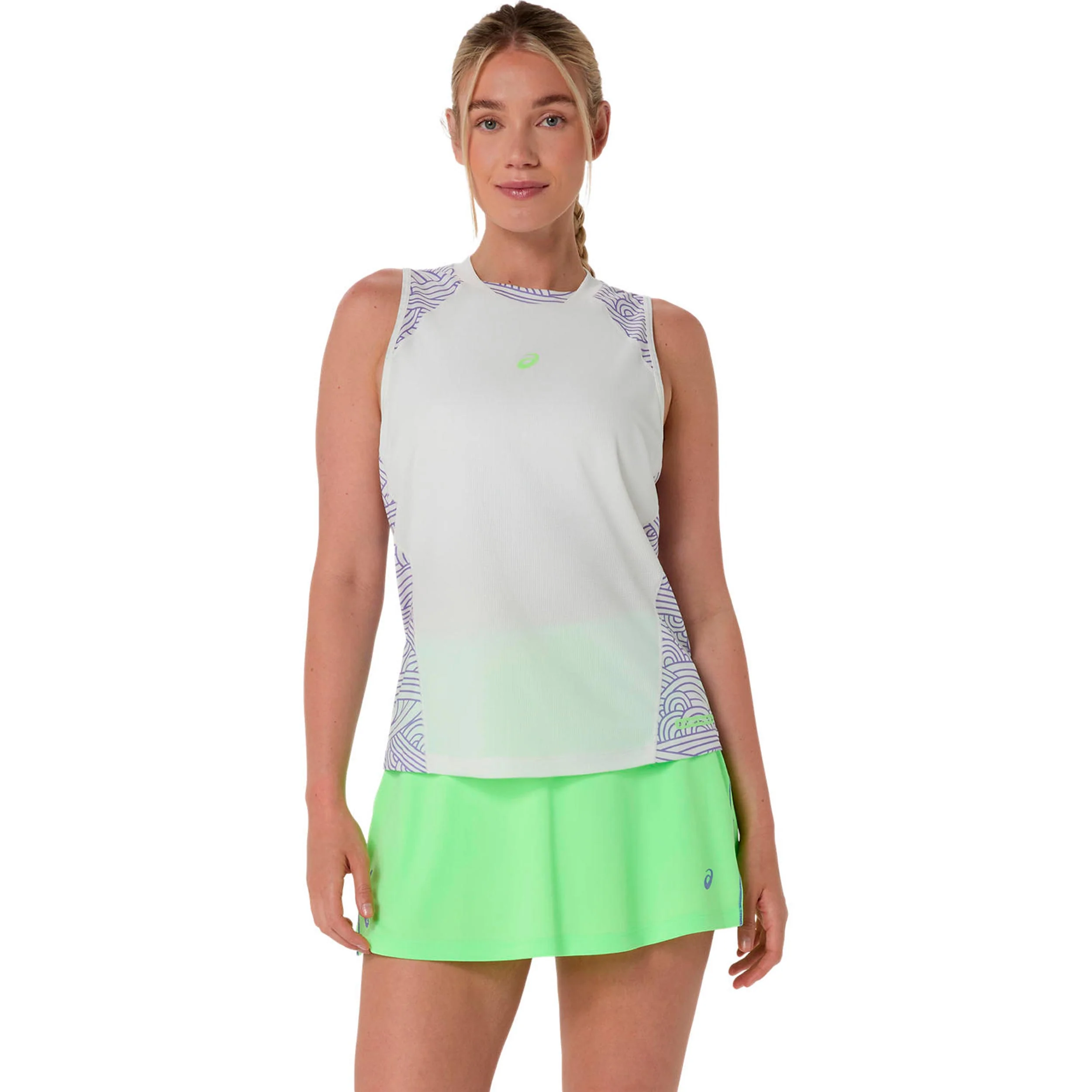 Court All Over Print Débardeur tank top Femmes - crème, bleu gris
