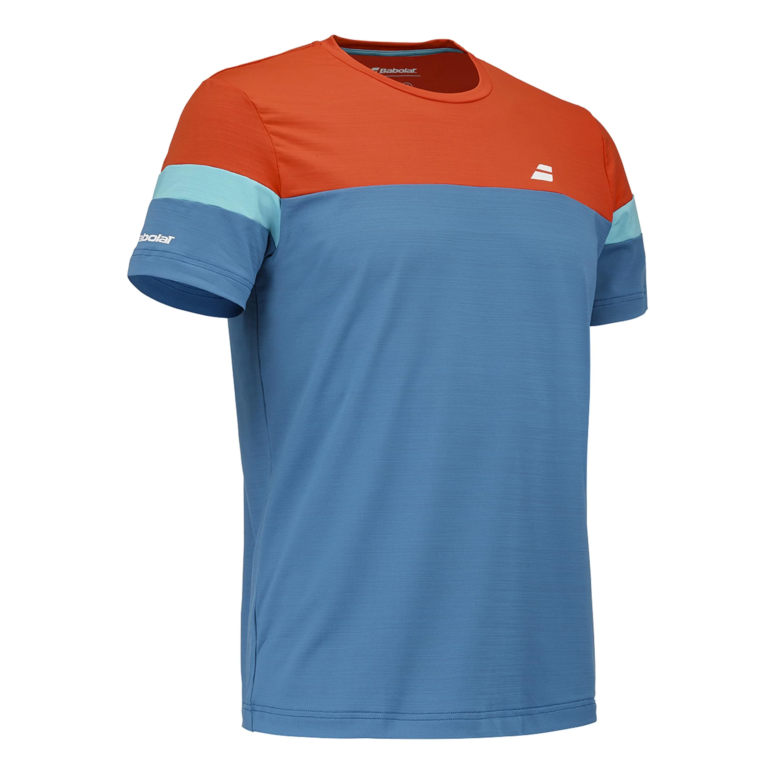 Crew Neck T-shirt Hommes - bleu foncé, orange - Image 2