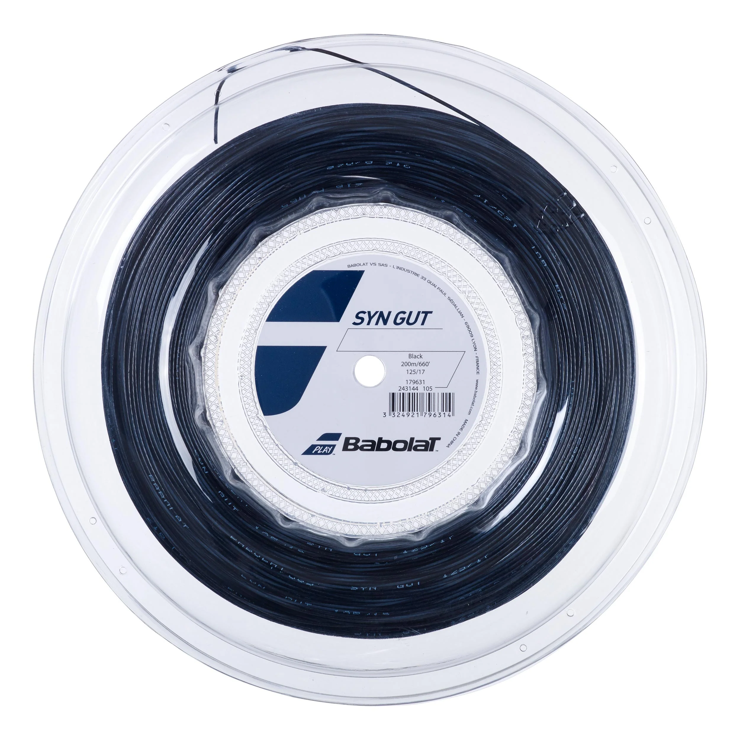 Synthetic Gut Bobine Cordage 200m-Noir