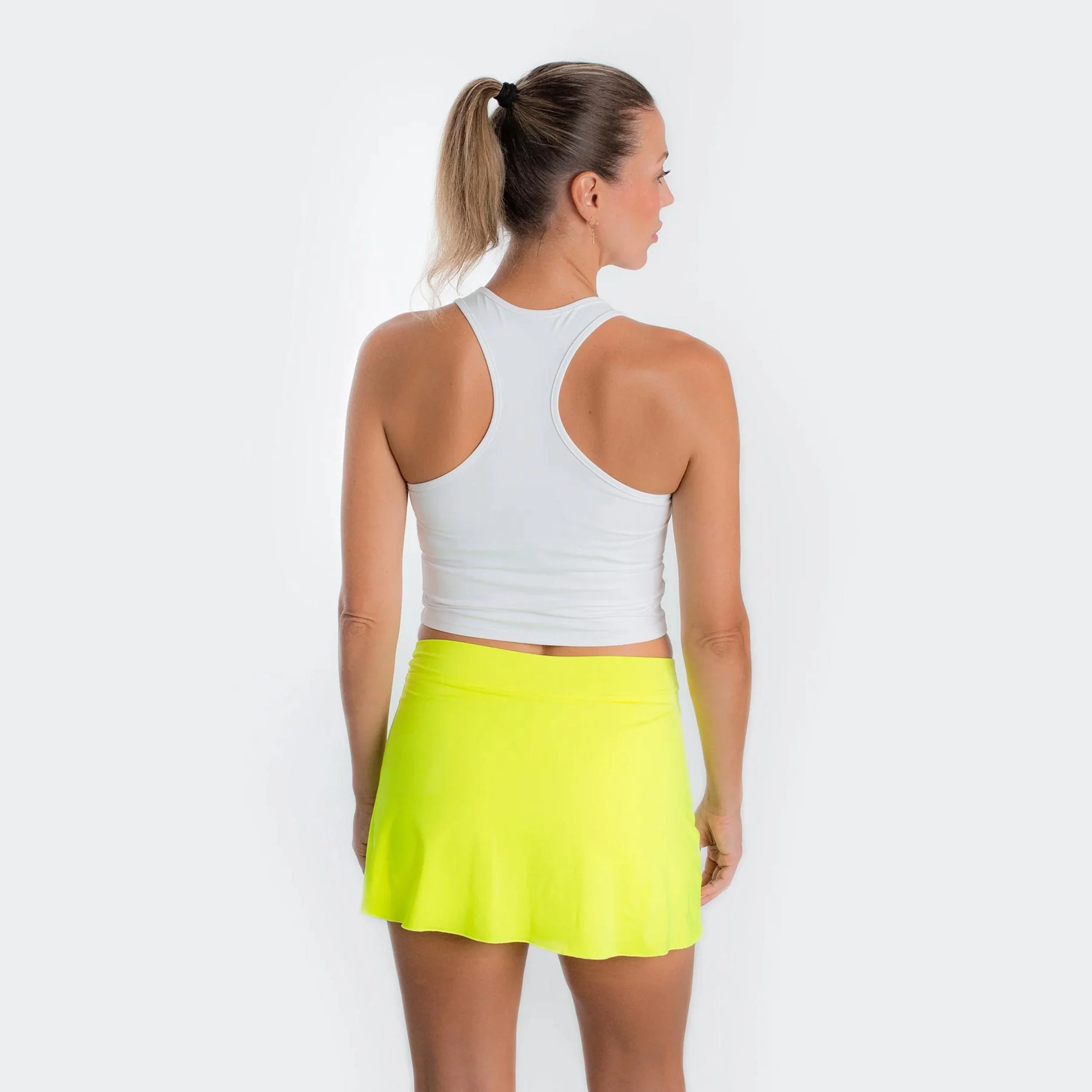Basica Corta Débardeur Tank Top Femmes-Blanc - Image 4