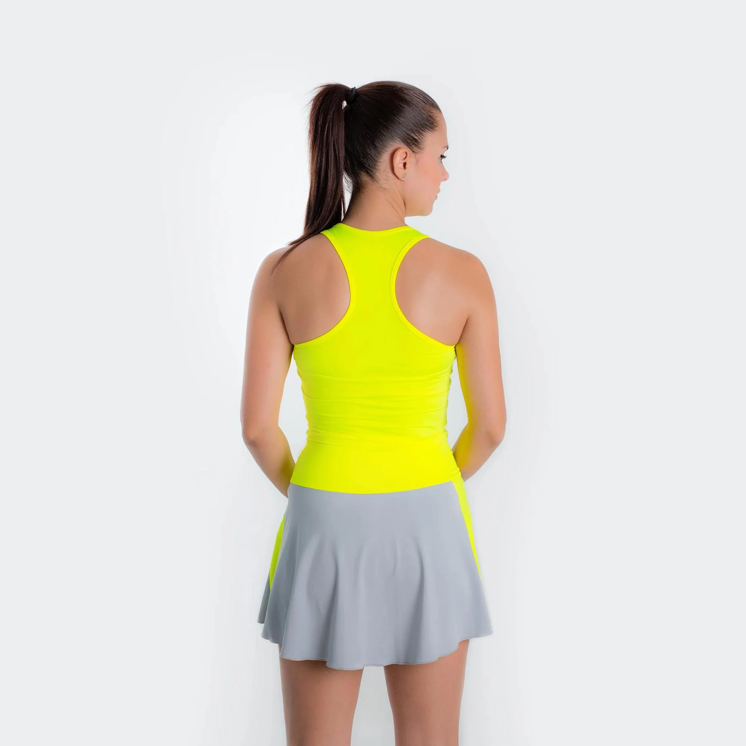 Basica Corta Débardeur Tank Top Femmes-Jaune - Image 4