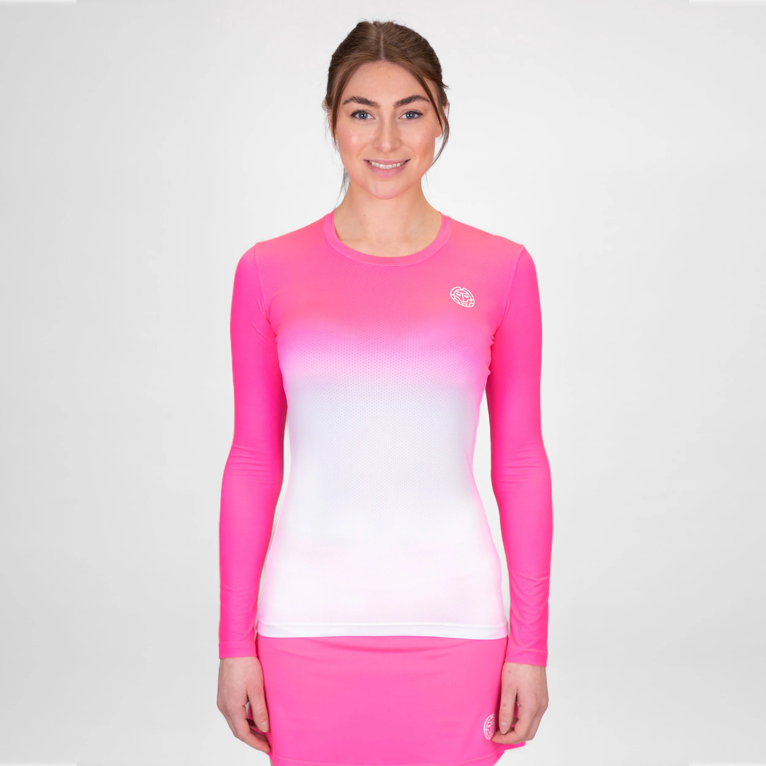 Crew Gradiant Haut Manches Longues Femmes-Pink,Blanc