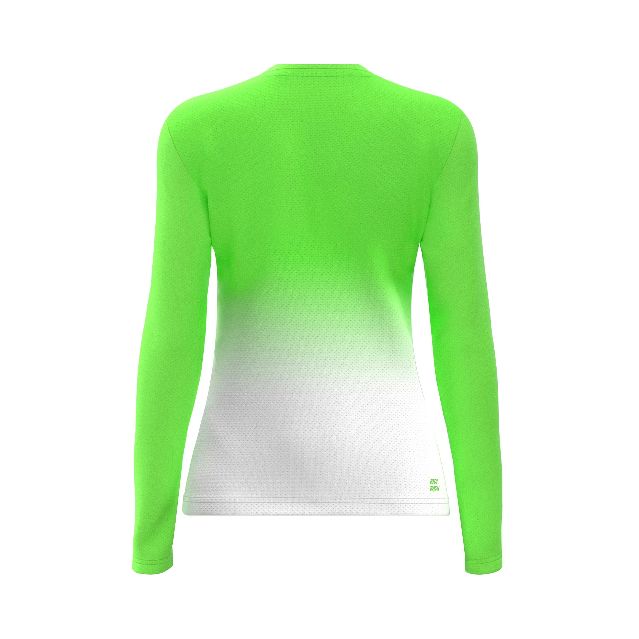 Crew Gradiant Haut Manches Longues Filles-Vert Fluo,Blanc - Image 2