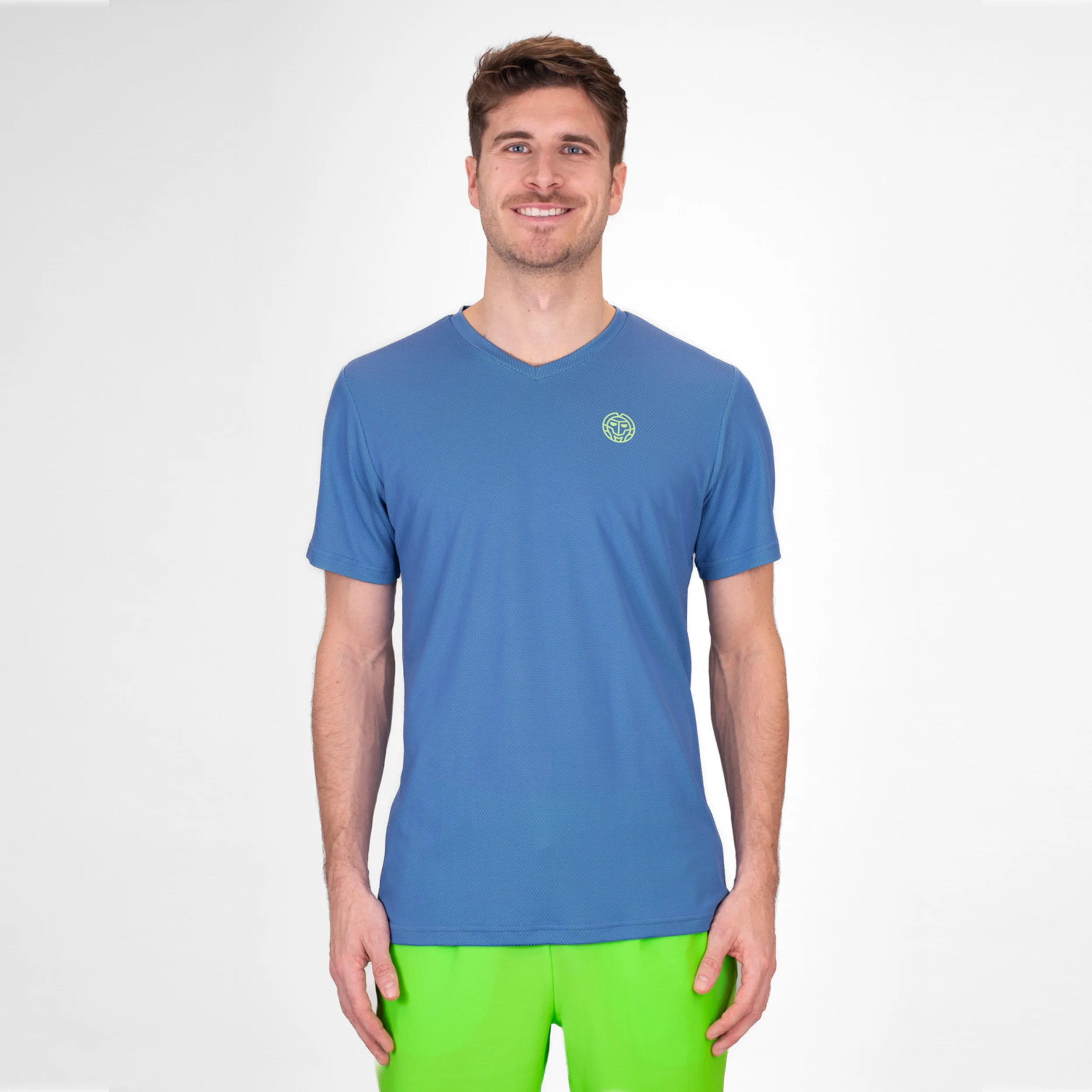 Crew Inside Out V-Neck T-shirt Hommes-Bleu,Vert Fluo - Image 5