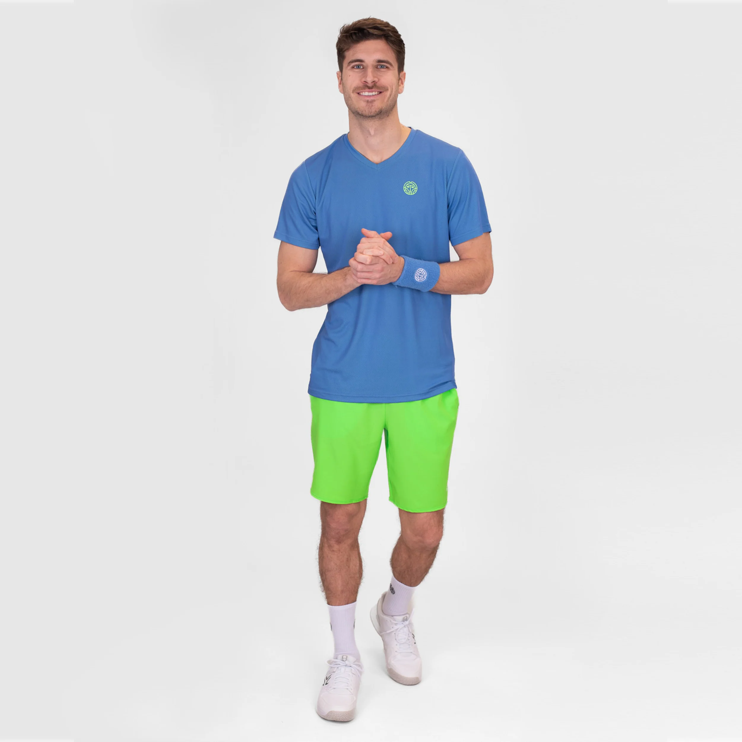 Crew Inside Out V-Neck T-shirt Hommes-Bleu,Vert Fluo - Image 7