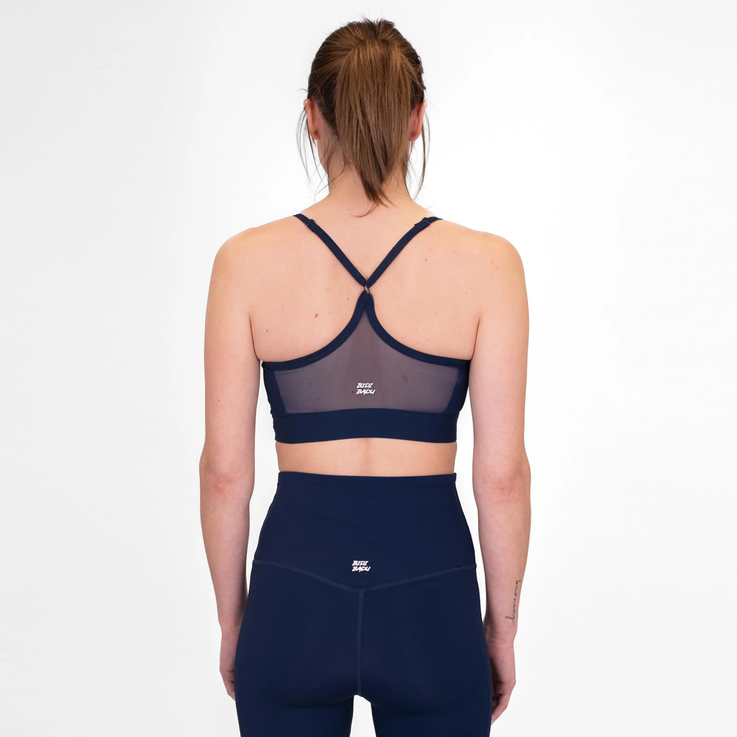 Crew Low Support Strappy Soutien-gorge Sport Femmes-Bleu Foncé - Image 4