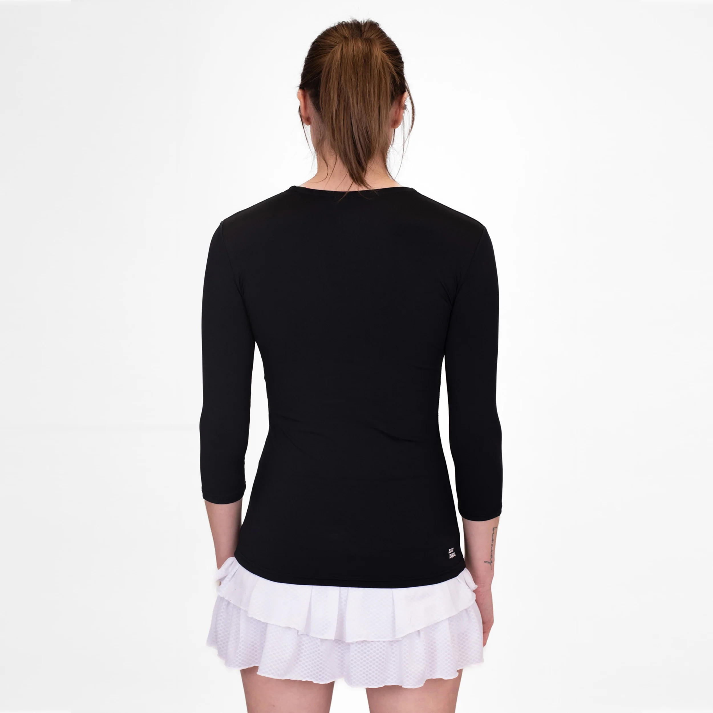 Crew V-Neck Haut Manches Longues Femmes-Noir - Image 2