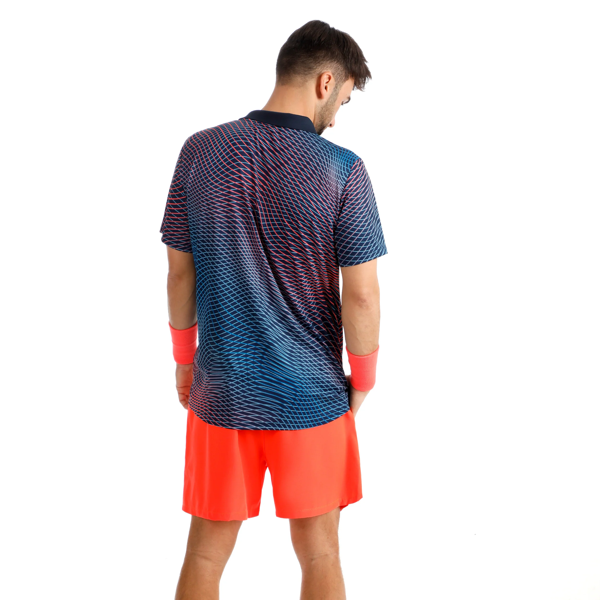 Out of Control Polo Hommes-bleu foncé, corail - Image 5