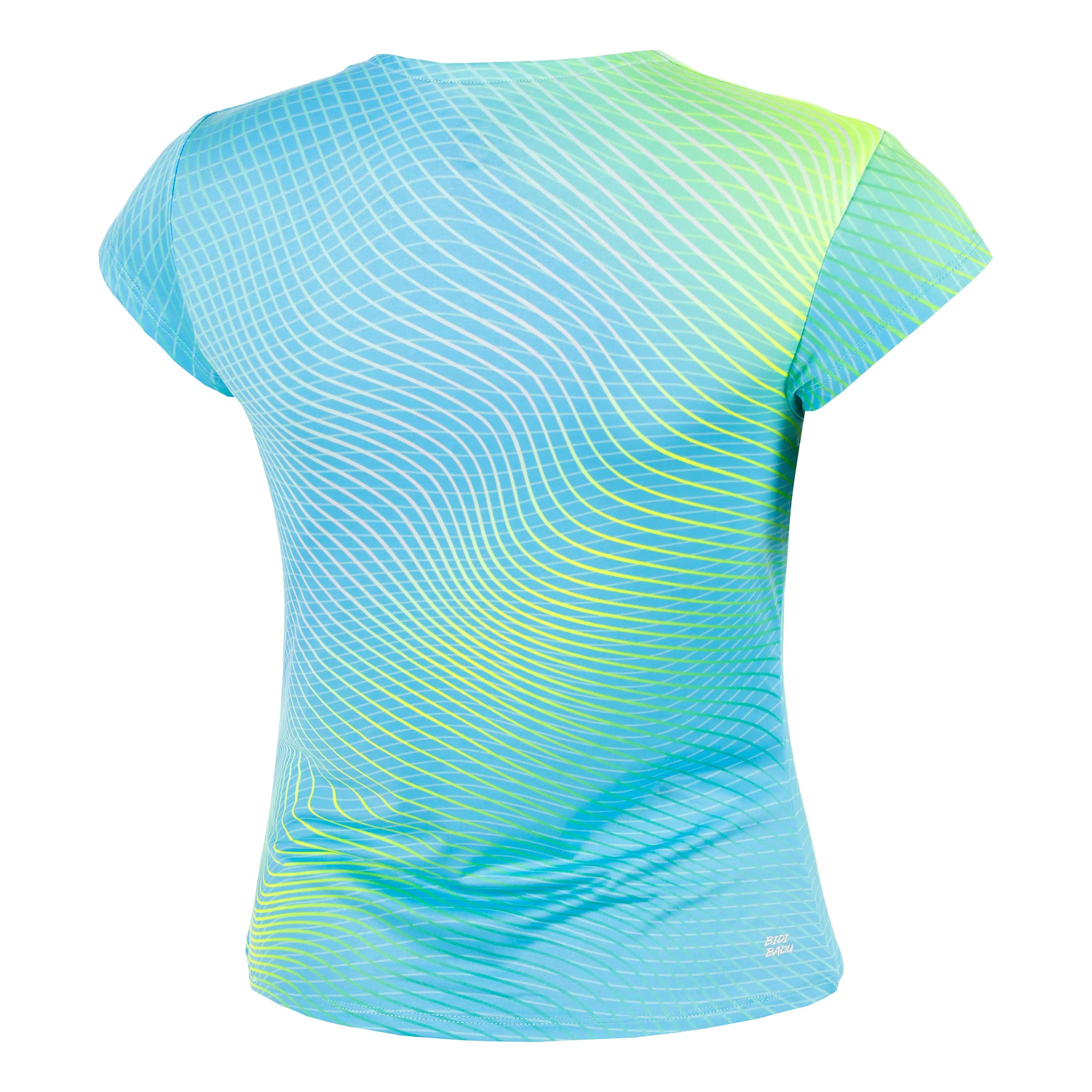 Out of Control V-Neck T-shirt Femmes-bleu clair, jaunes fluo - Image 2