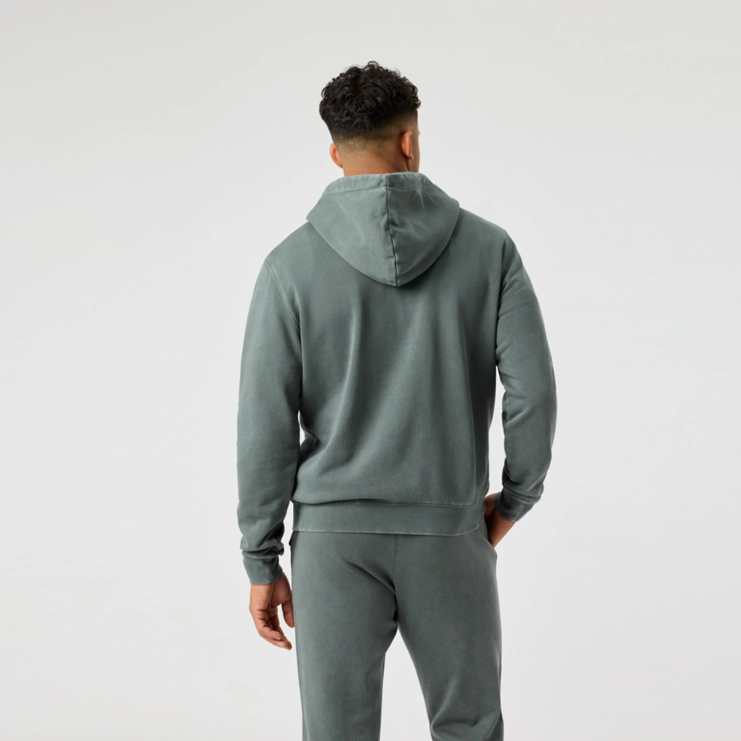 Classic Print Sweat à capuche Hommes-vert foncé - Image 2