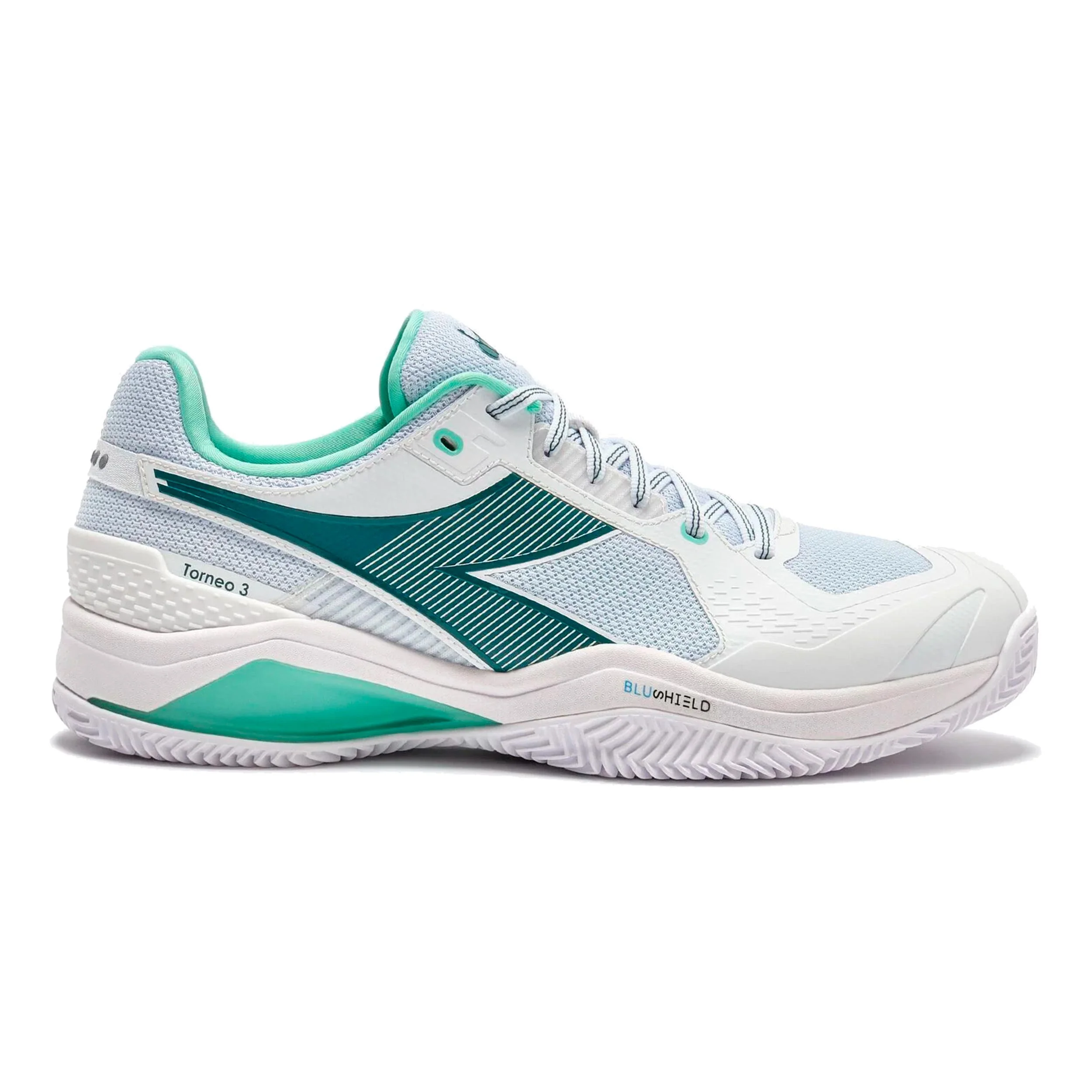 Blushield Torneo 3 Chaussure terre battue Hommes-blanc, bleu petrol