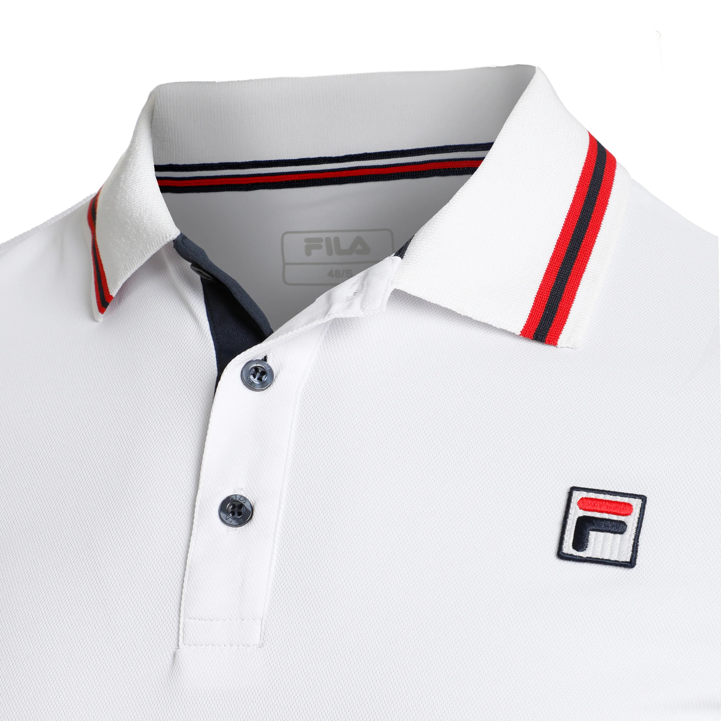 Core Button Piro Polo Hommes-Blanc,Rouge - Image 3