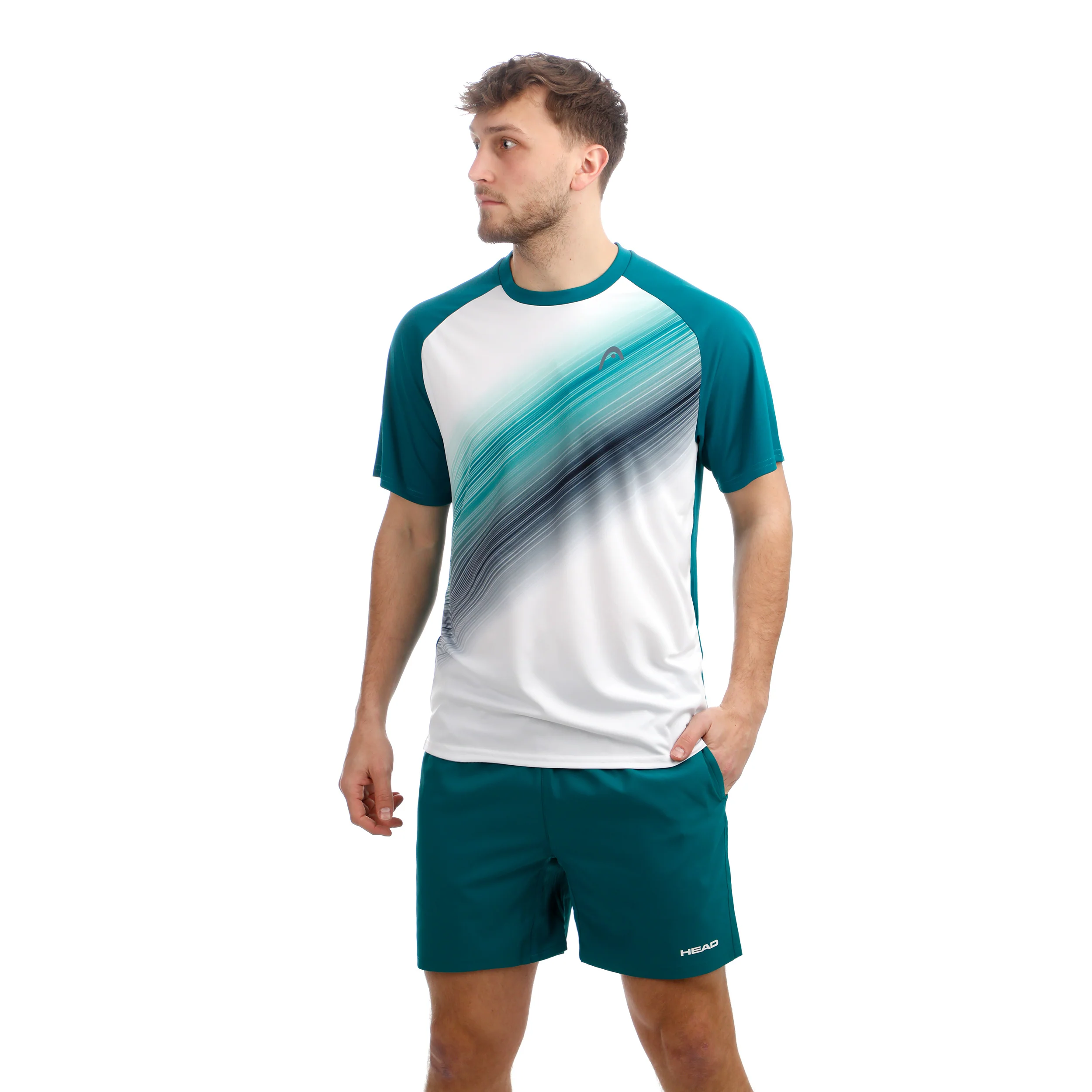 Topspin T-shirt Hommes-vert foncé, blanc - Image 6