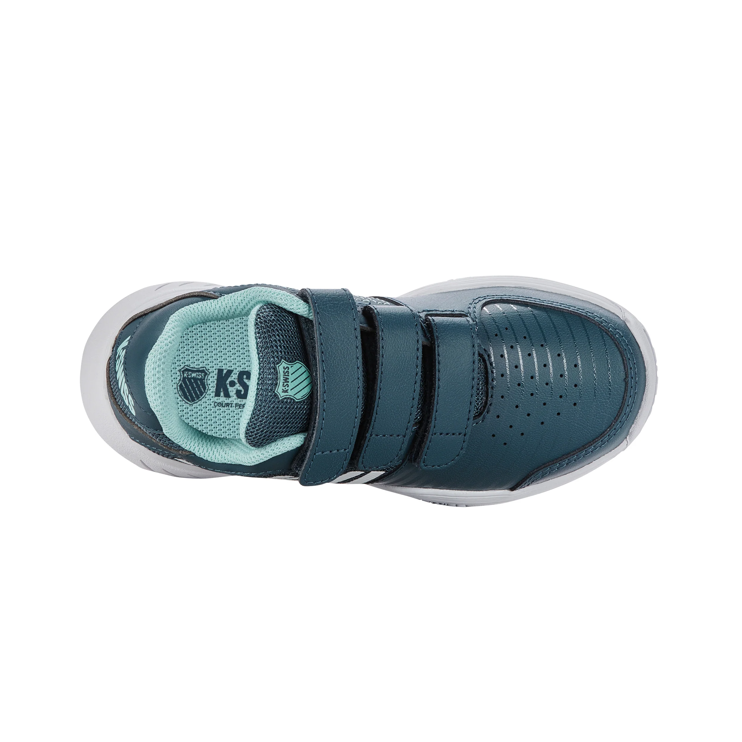 Court Express Strap Omni Chaussures Toutes Surfaces Enfants-Bleu Petrol, Blanc - Image 3