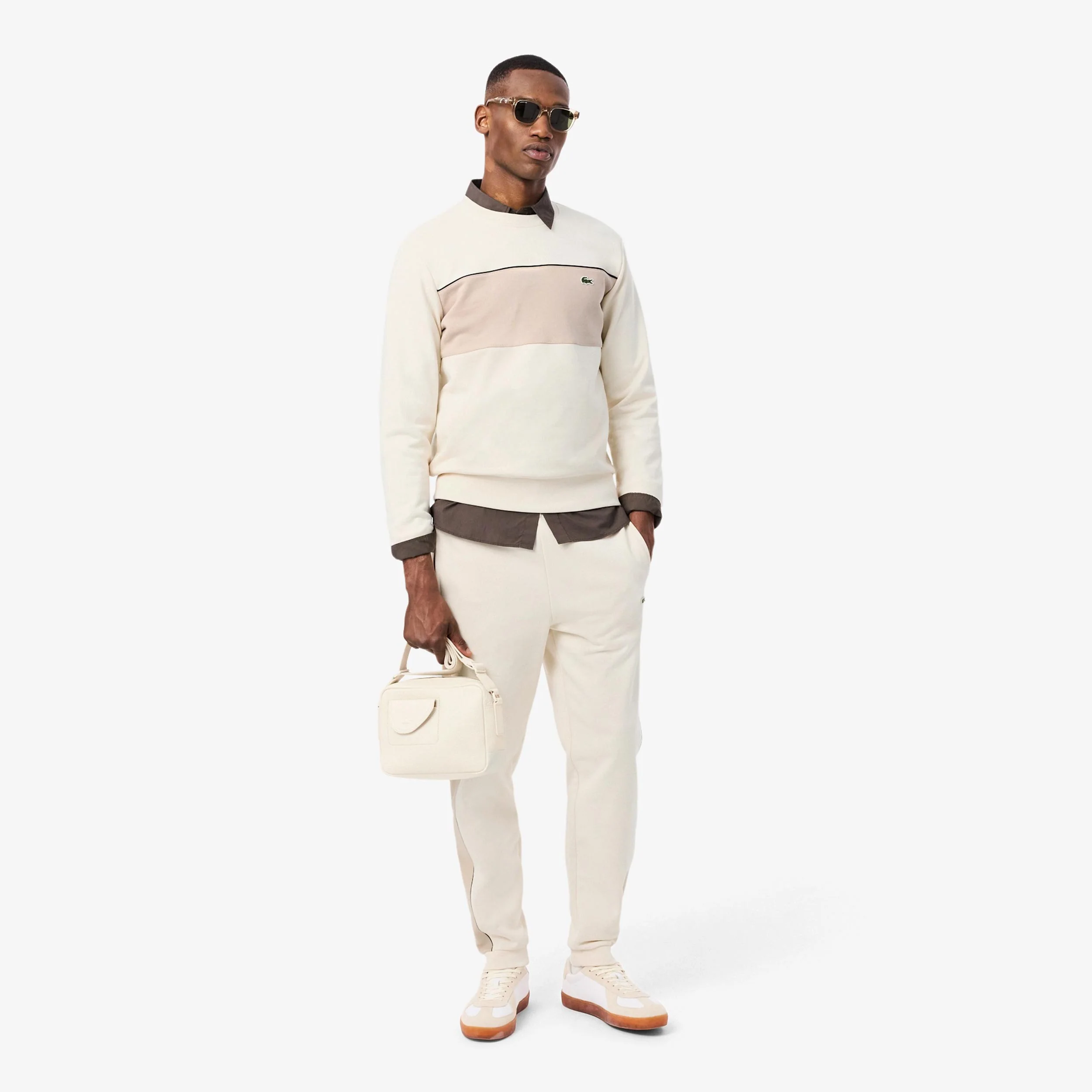 Colorblock Sweat-shirt Hommes - crème, beige - Image 4