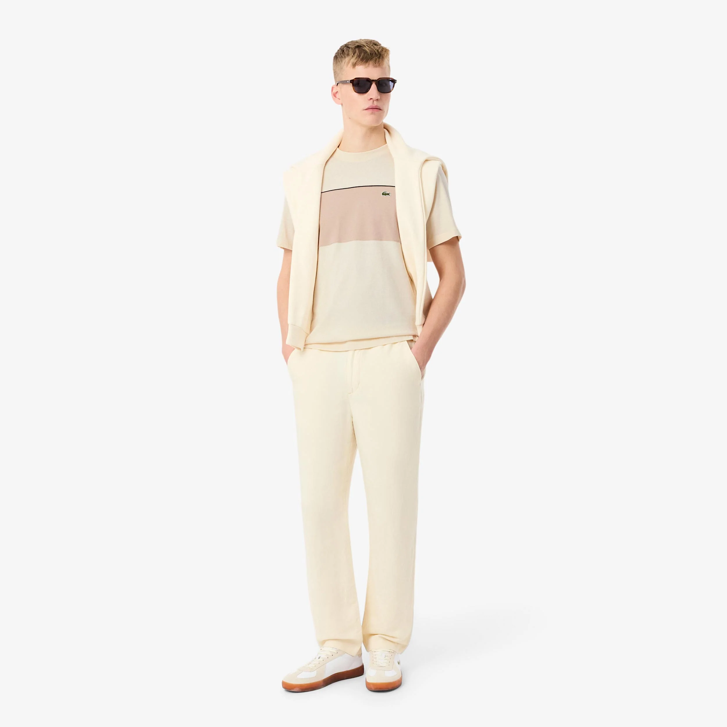 Colorblock T-shirt Hommes - crème, beige - Image 4
