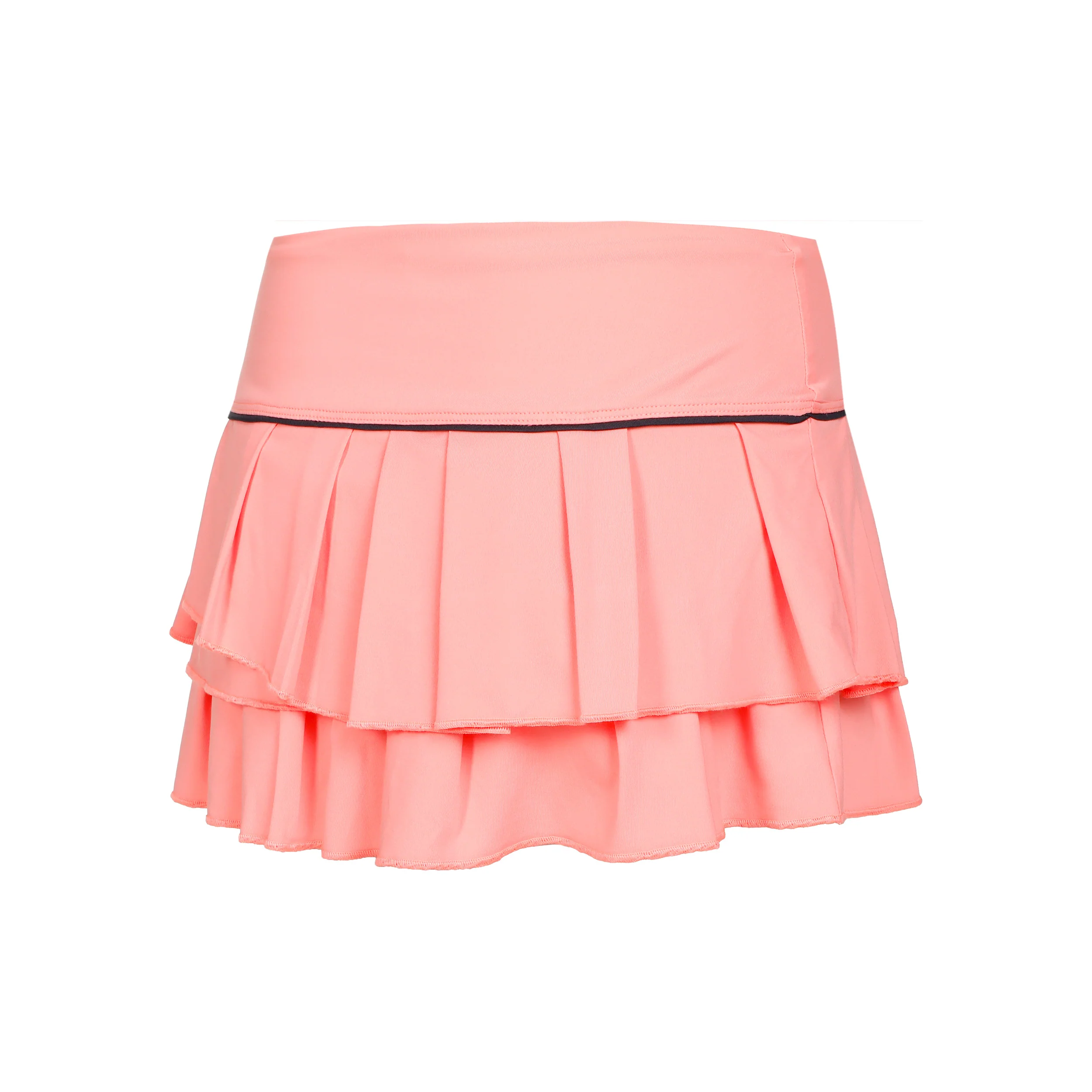 Pleat Tier With Piping Jupe Femmes-Abricot, Noir - Image 2