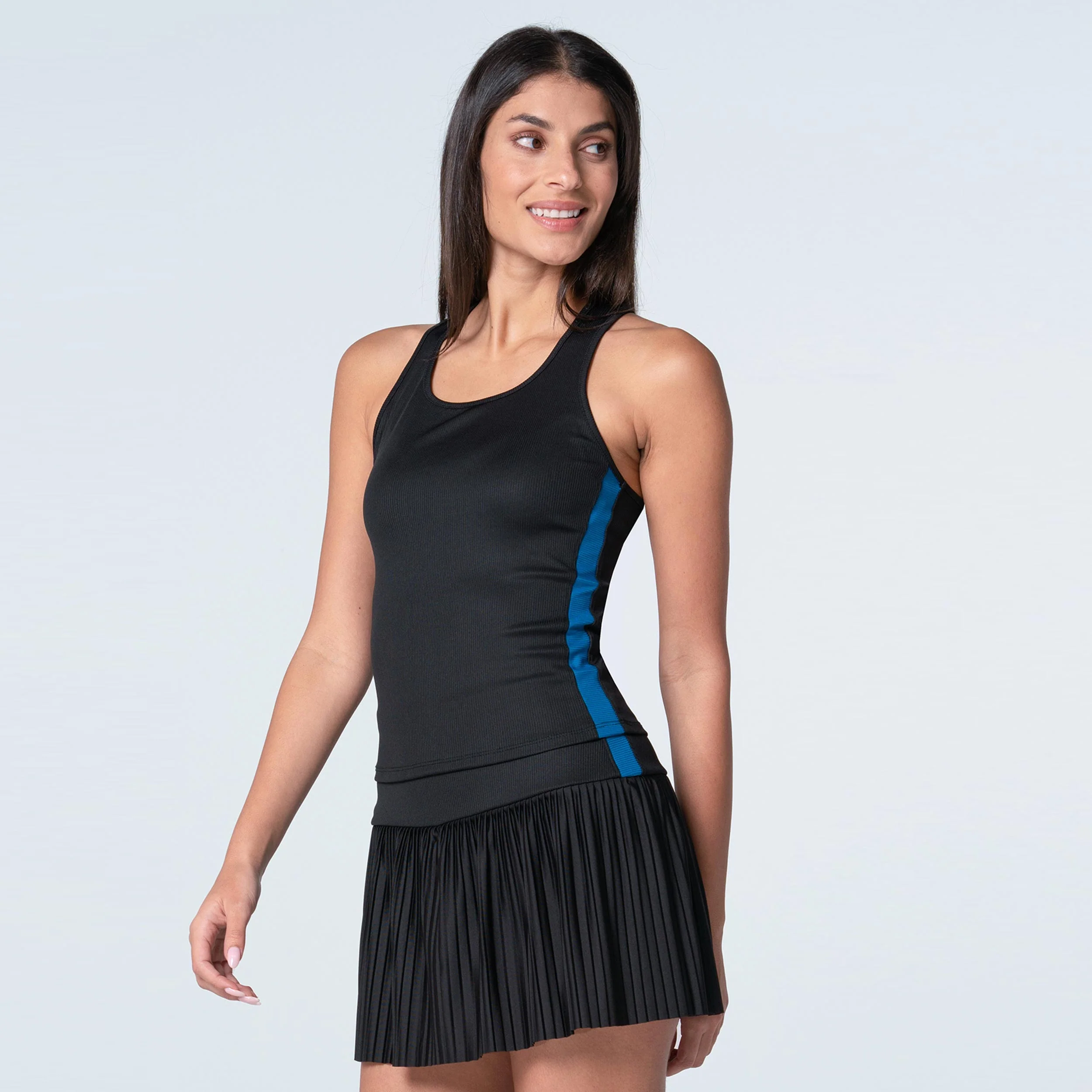 Racer Rib Débardeur Tank Top Femmes-Noir