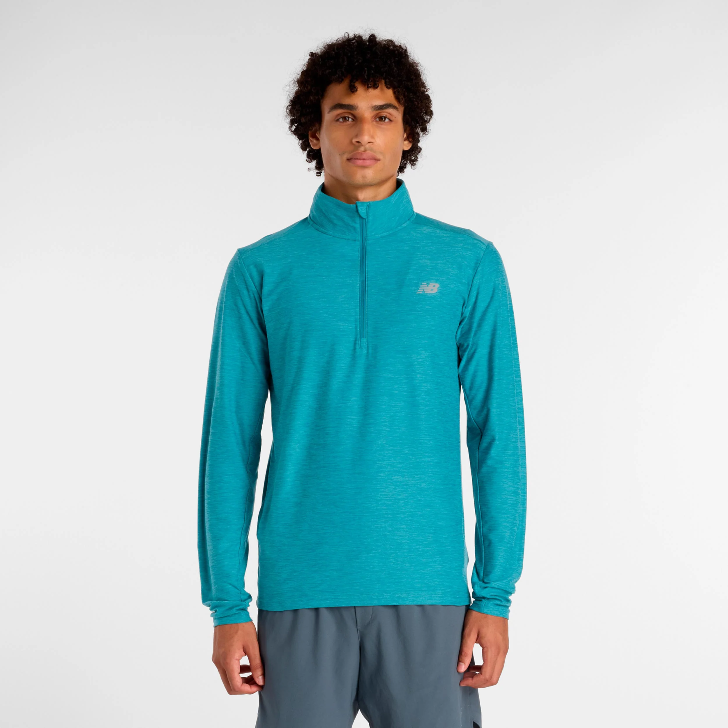 Space Dye 1/4 Zip Haut manches longues Hommes - turquoise