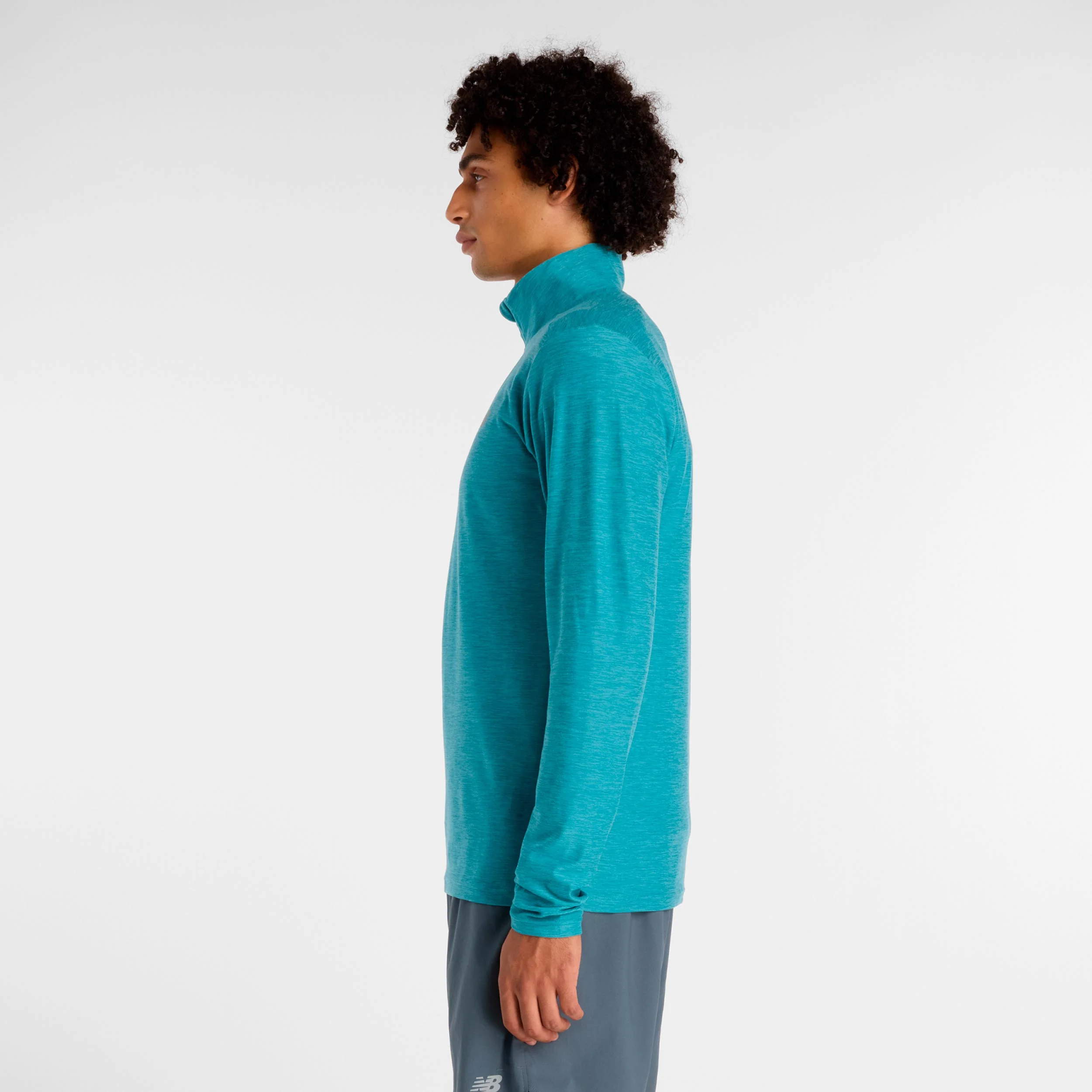 Space Dye 1/4 Zip Haut manches longues Hommes - turquoise - Image 3