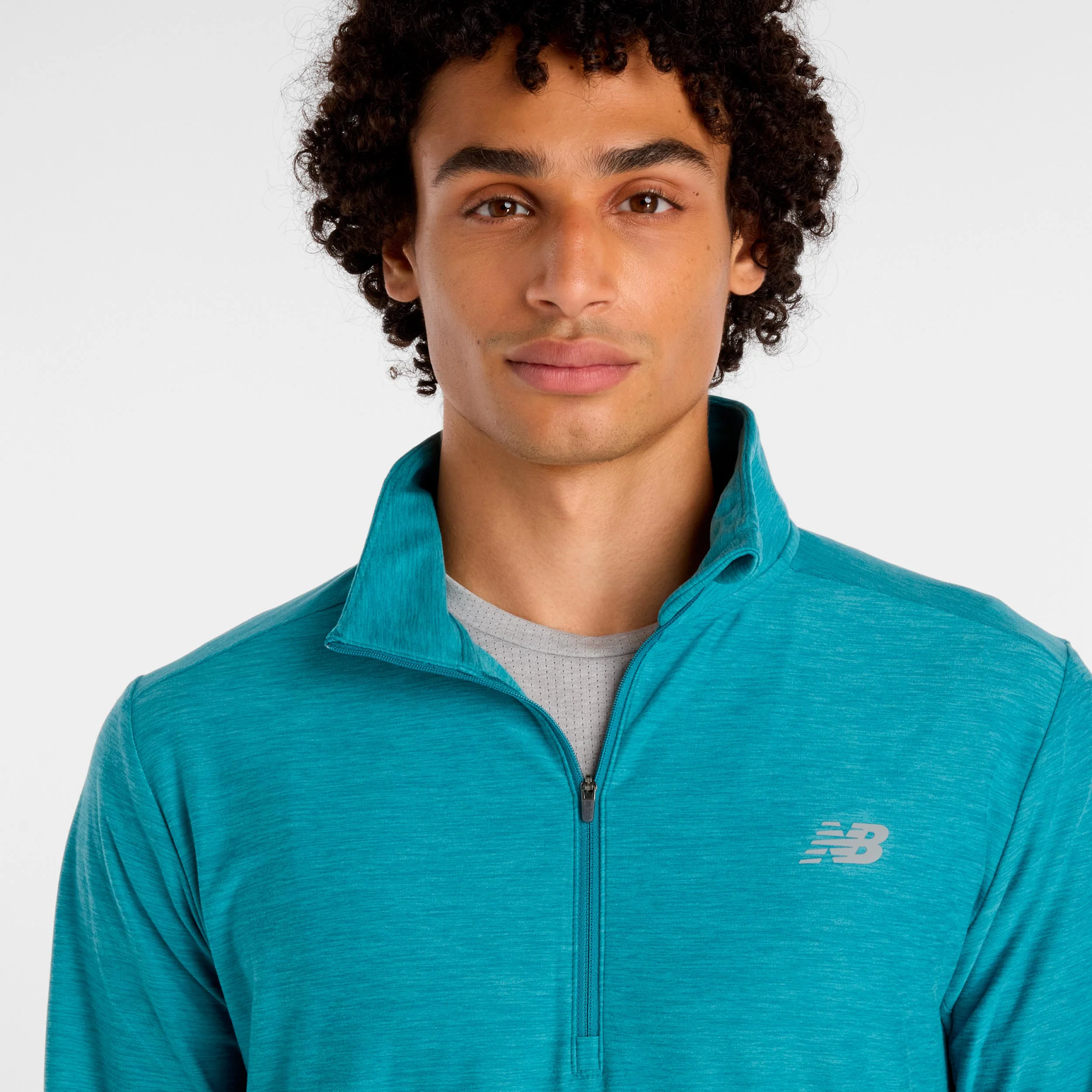 Space Dye 1/4 Zip Haut manches longues Hommes - turquoise - Image 4