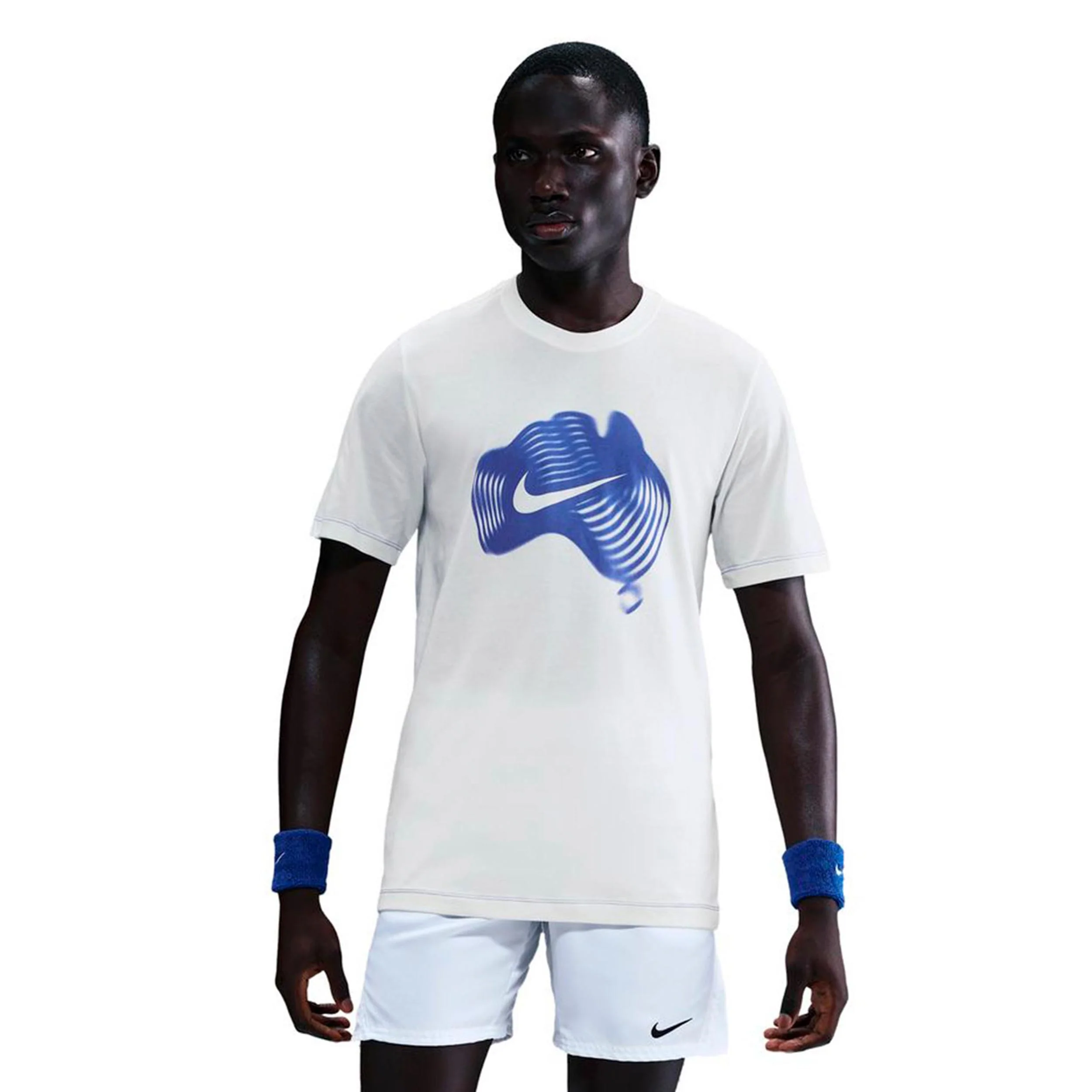 Court Dri-Fit T-shirt Hommes-crème, bleu