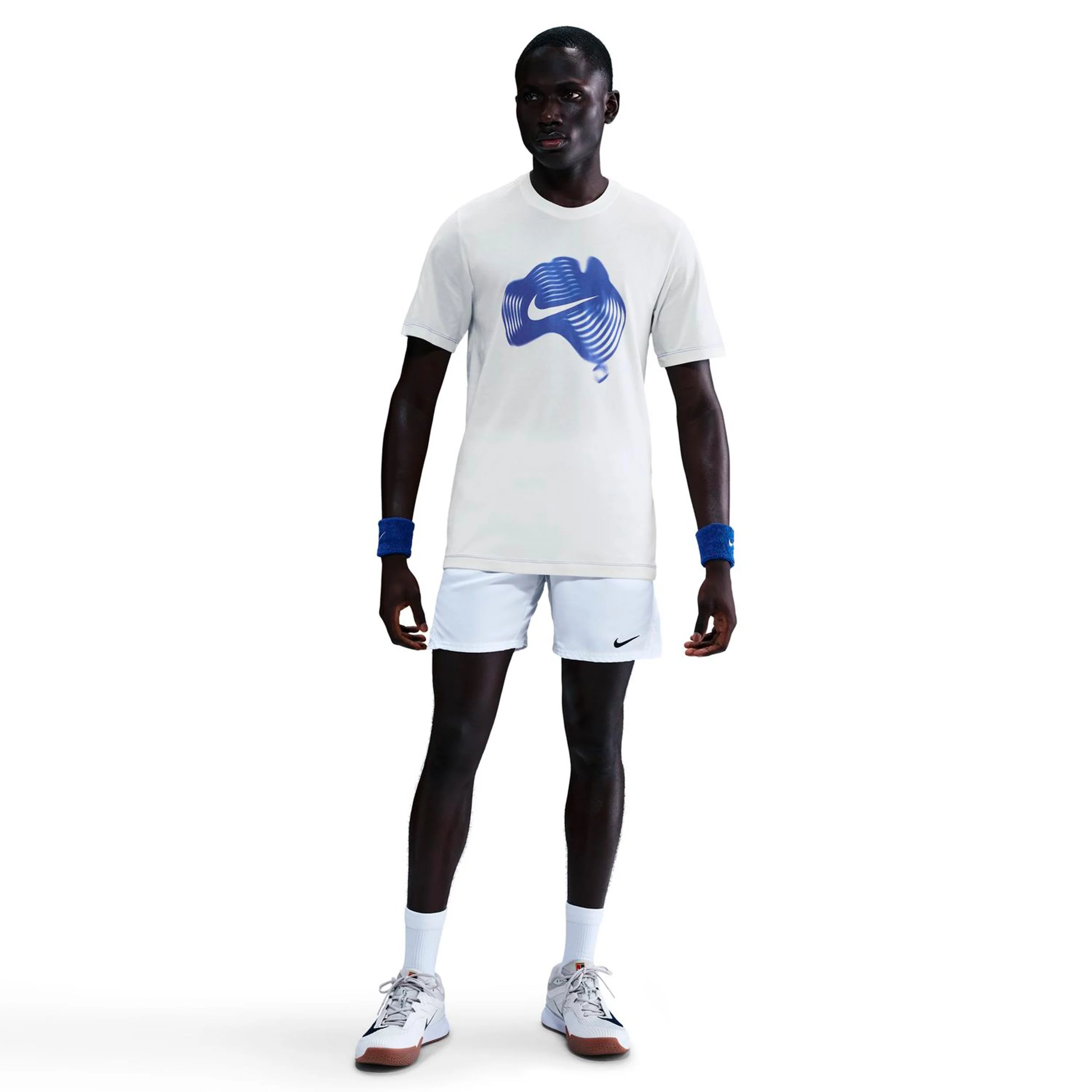 Court Dri-Fit T-shirt Hommes-crème, bleu - Image 2