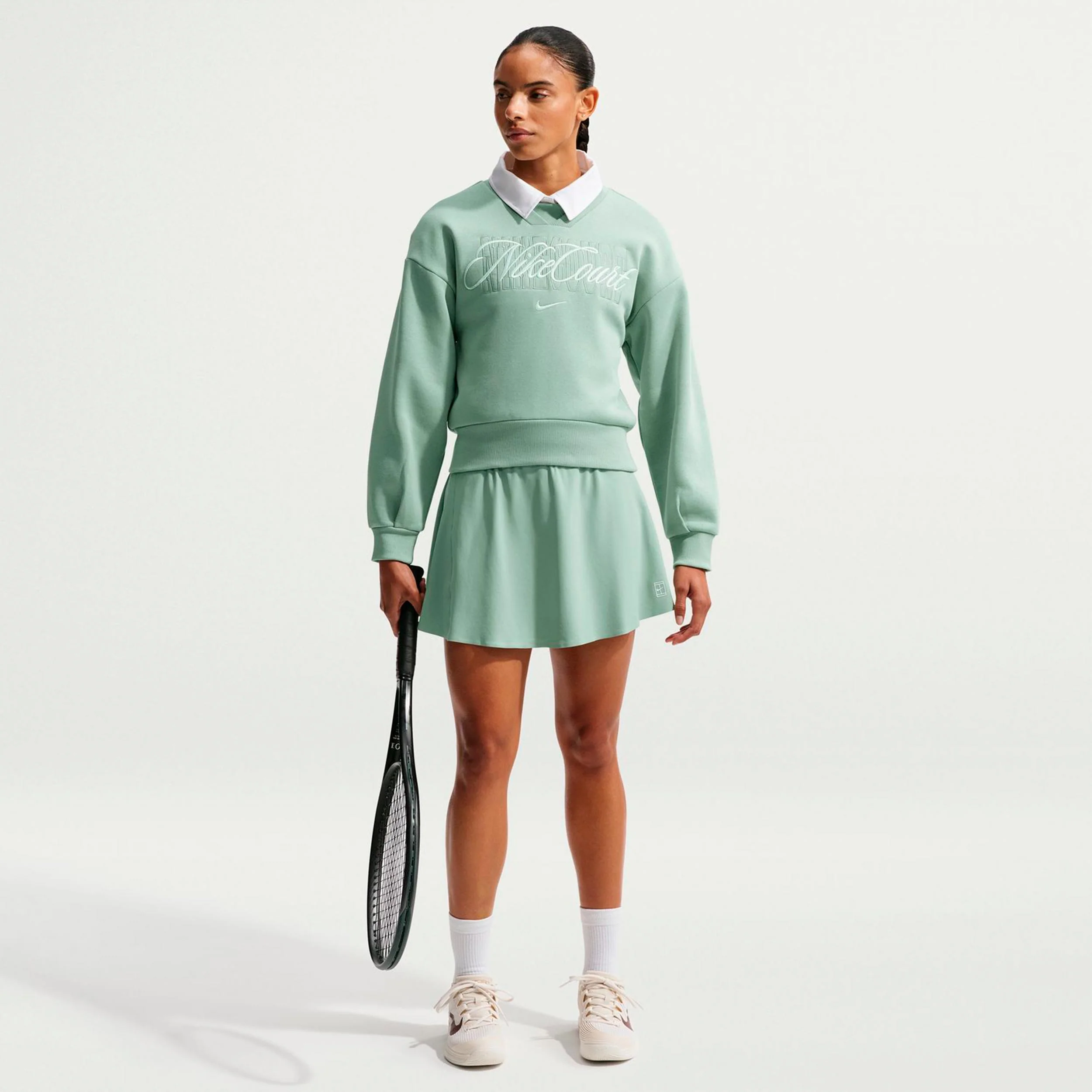 Court Fleece Crew Sweat-shirt Femmes - vert gris, vert - Image 2