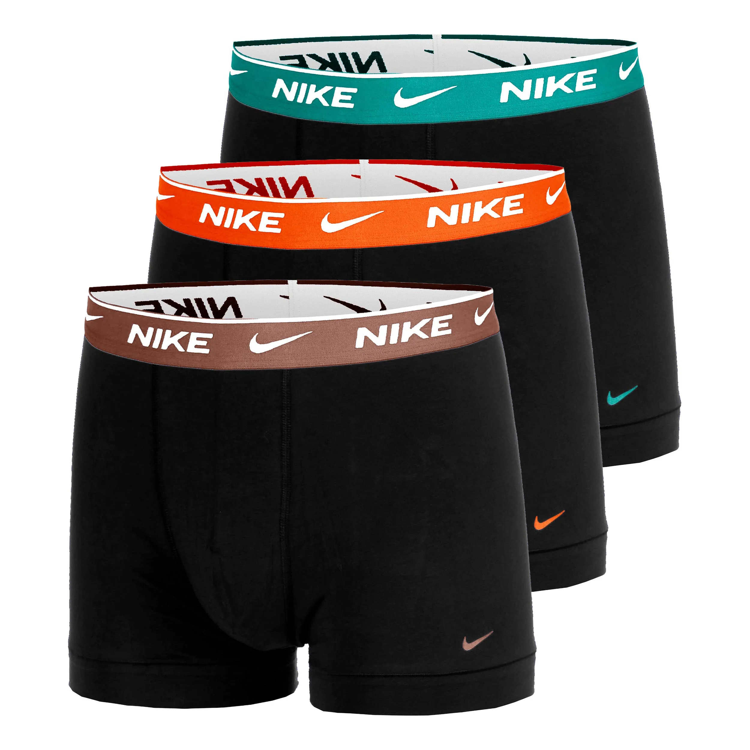 Essential Cotton Stretch Trunk Caleçon Pack de 3 Hommes - noir, orange