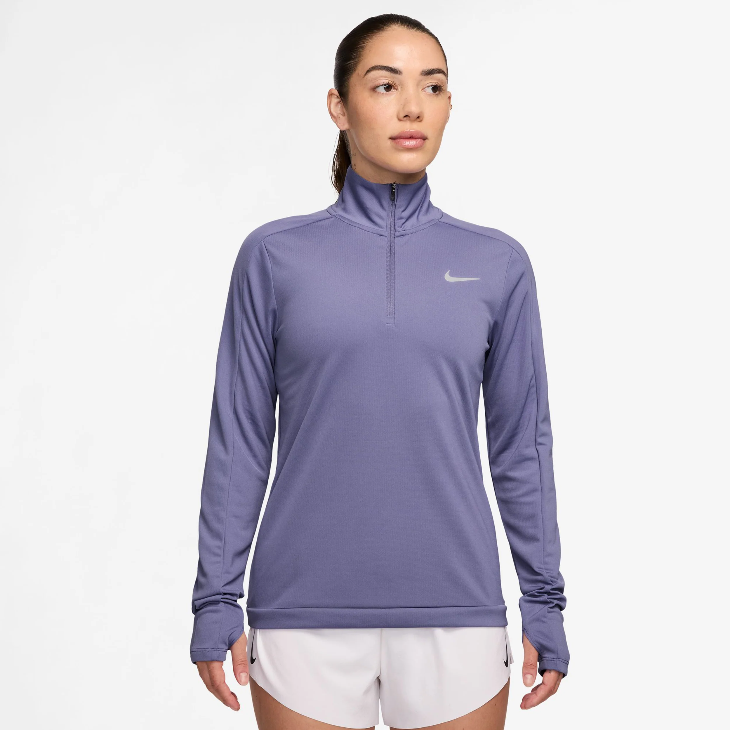 Pacer 1/4 Zip Haut Manches Longues Femmes-Bleu Gris