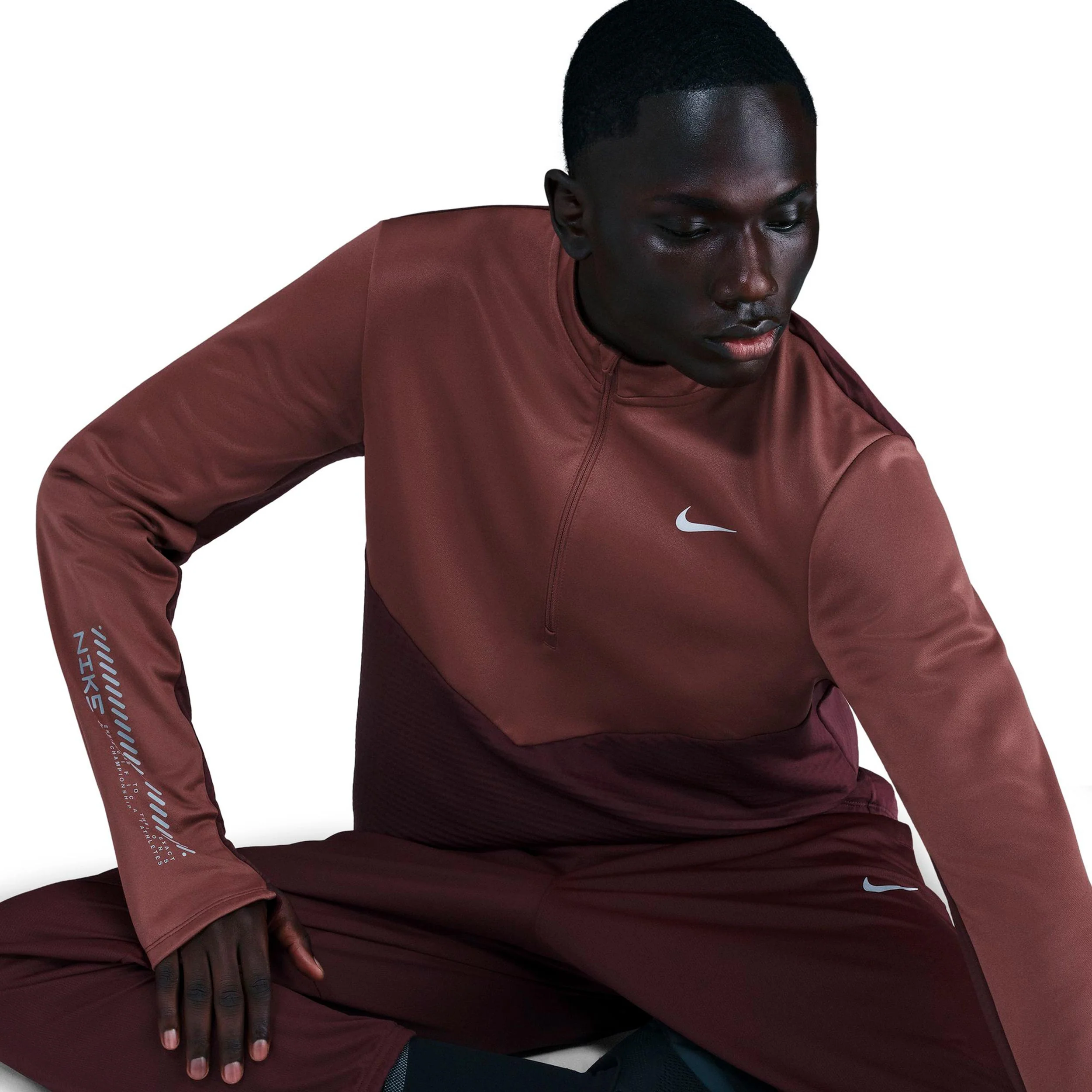 Pacer Winterized Half-Zip Maillot de course Hommes - rouge foncé, bronze - Image 5