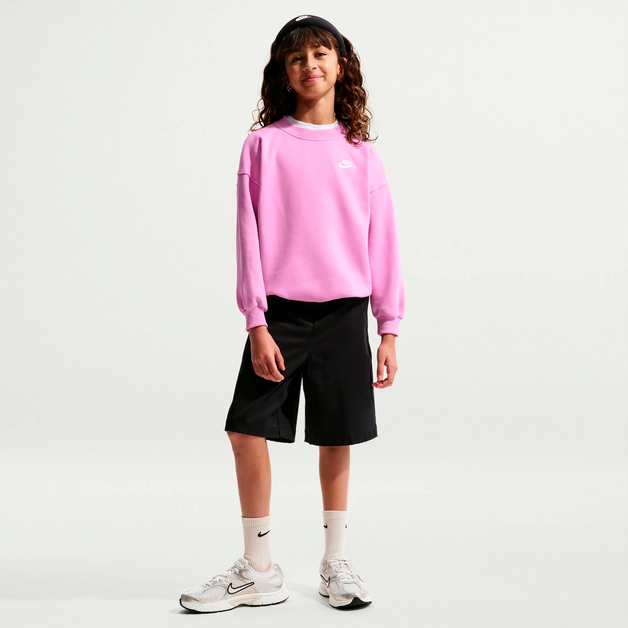 Sportswear Club Fleece Oversized Crew Sweat-shirt Enfants-lilas, blanc - Image 3