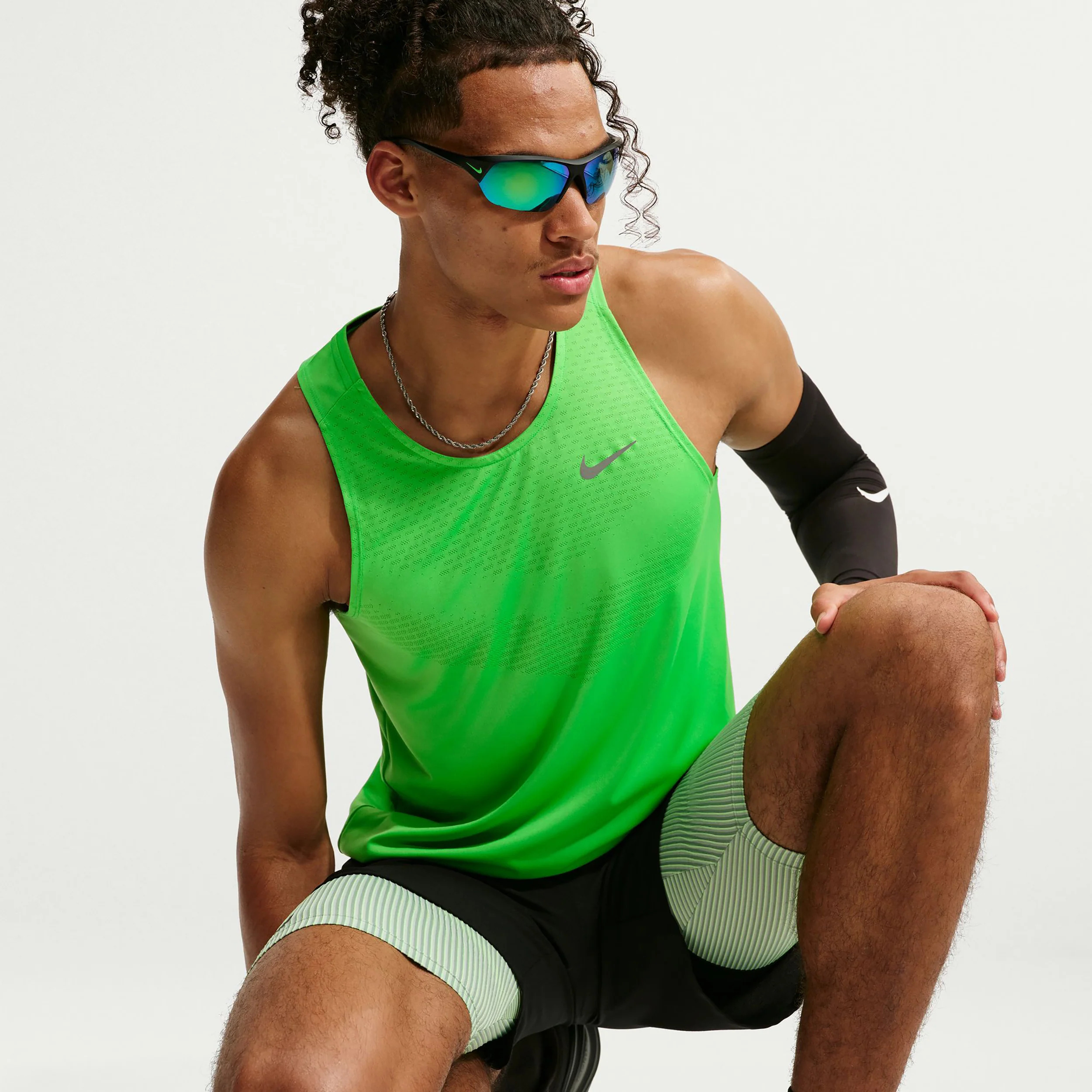 Stride Maillot de course Hommes - vert, argent - Image 5