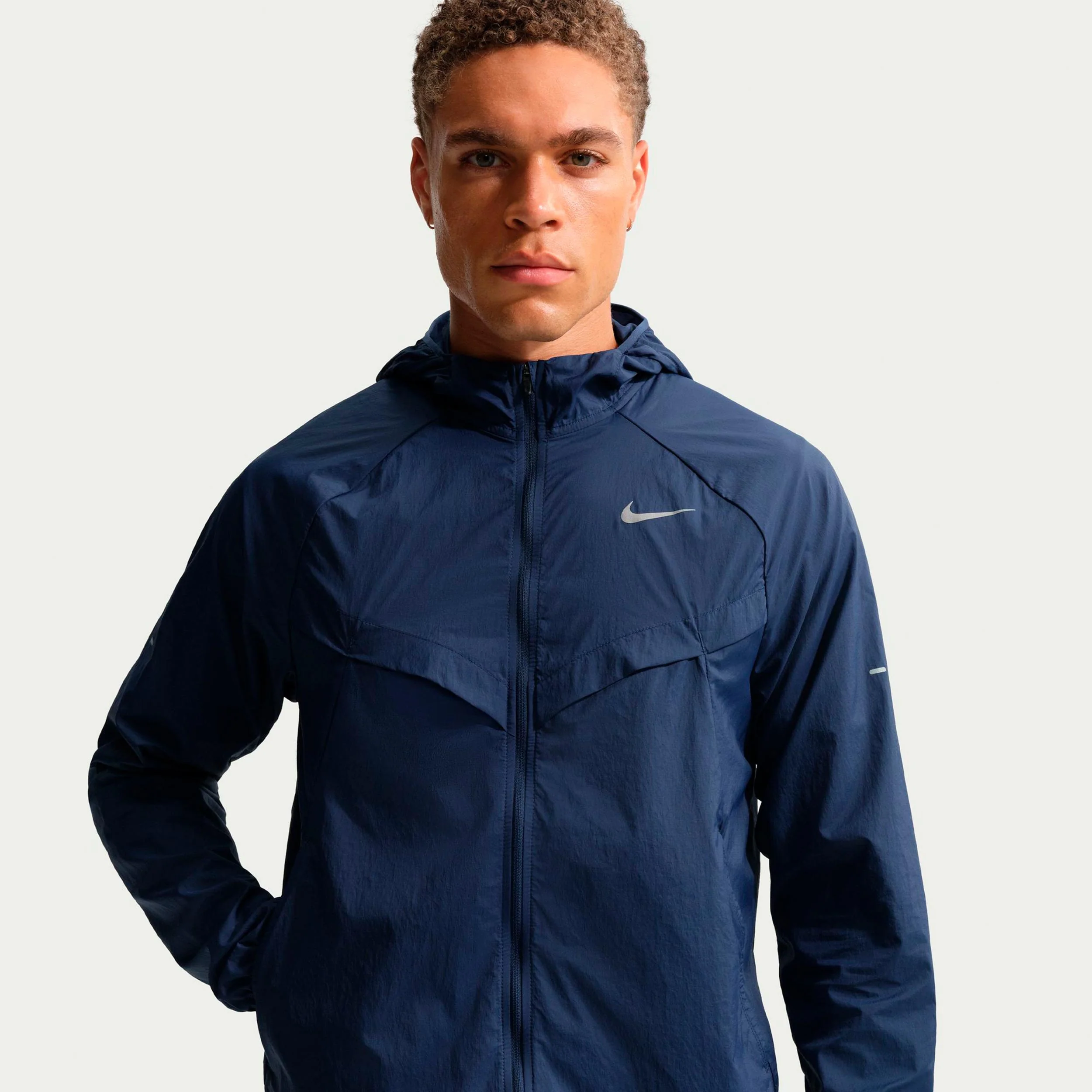 Stride Veste running Hommes - bleu foncé, argent