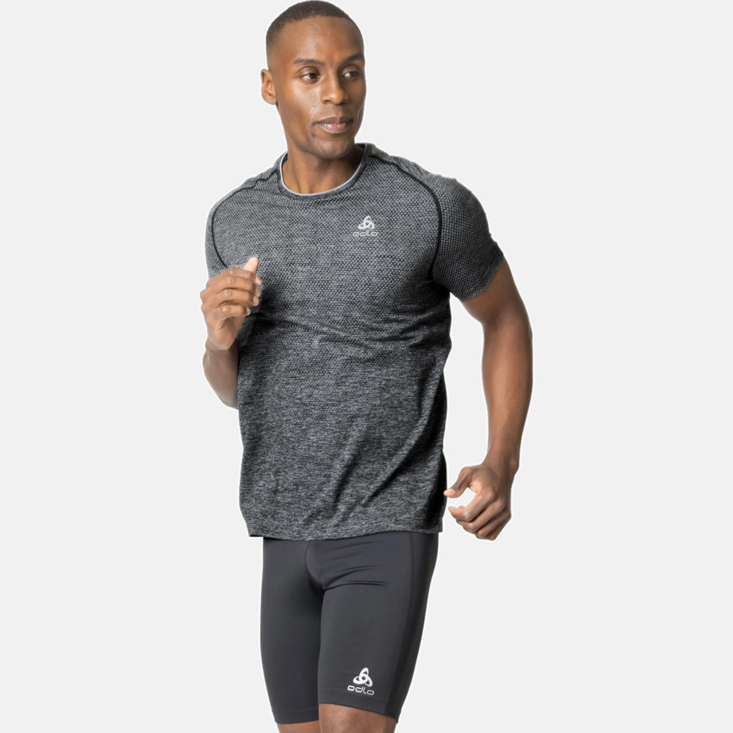 Crew Neck Essential Seamless Maillot De Course Hommes-Gris - Image 4
