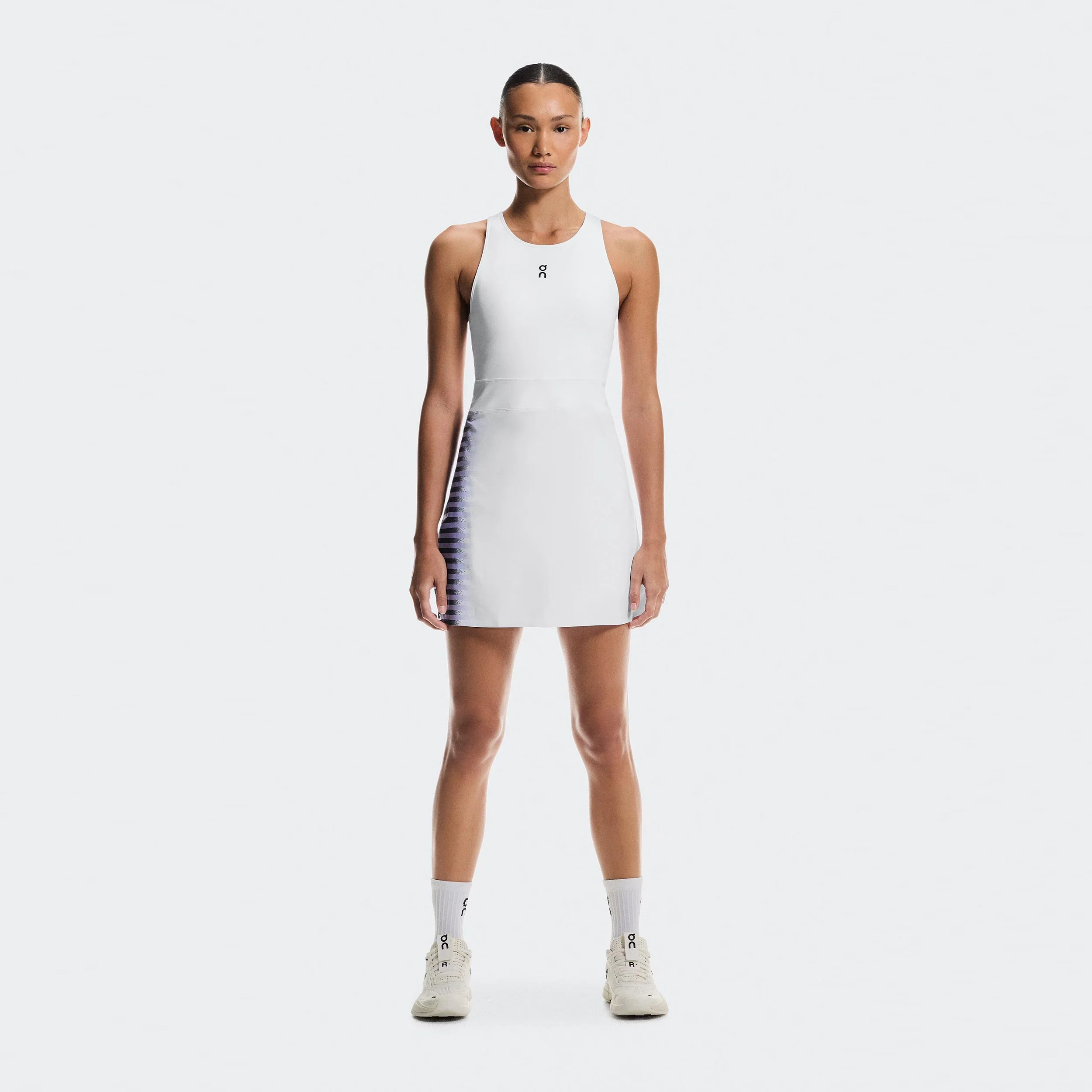 Court Split Edge Robe Femmes - blanc, noir