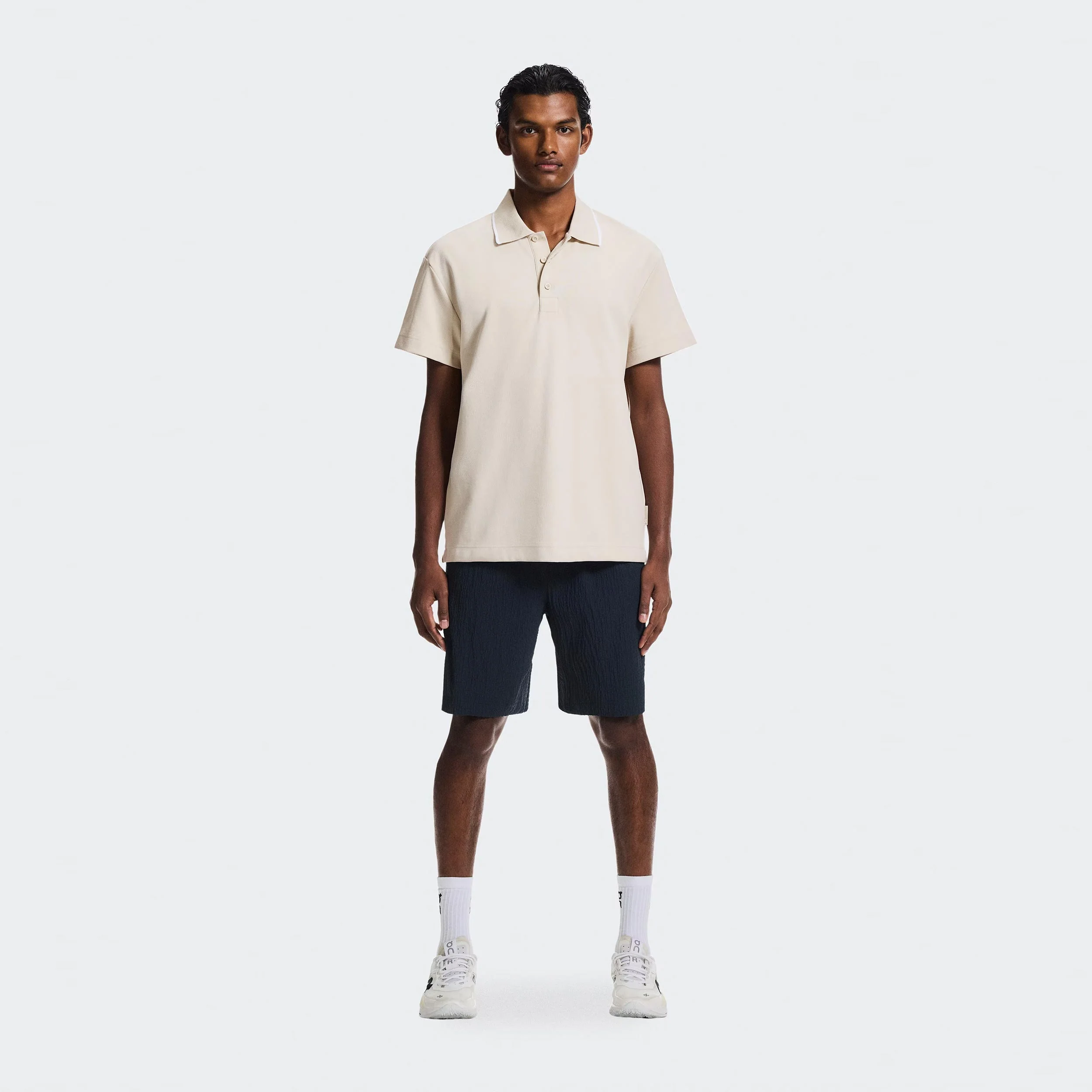 Courtside Polo Hommes - beige, blanc - Image 2