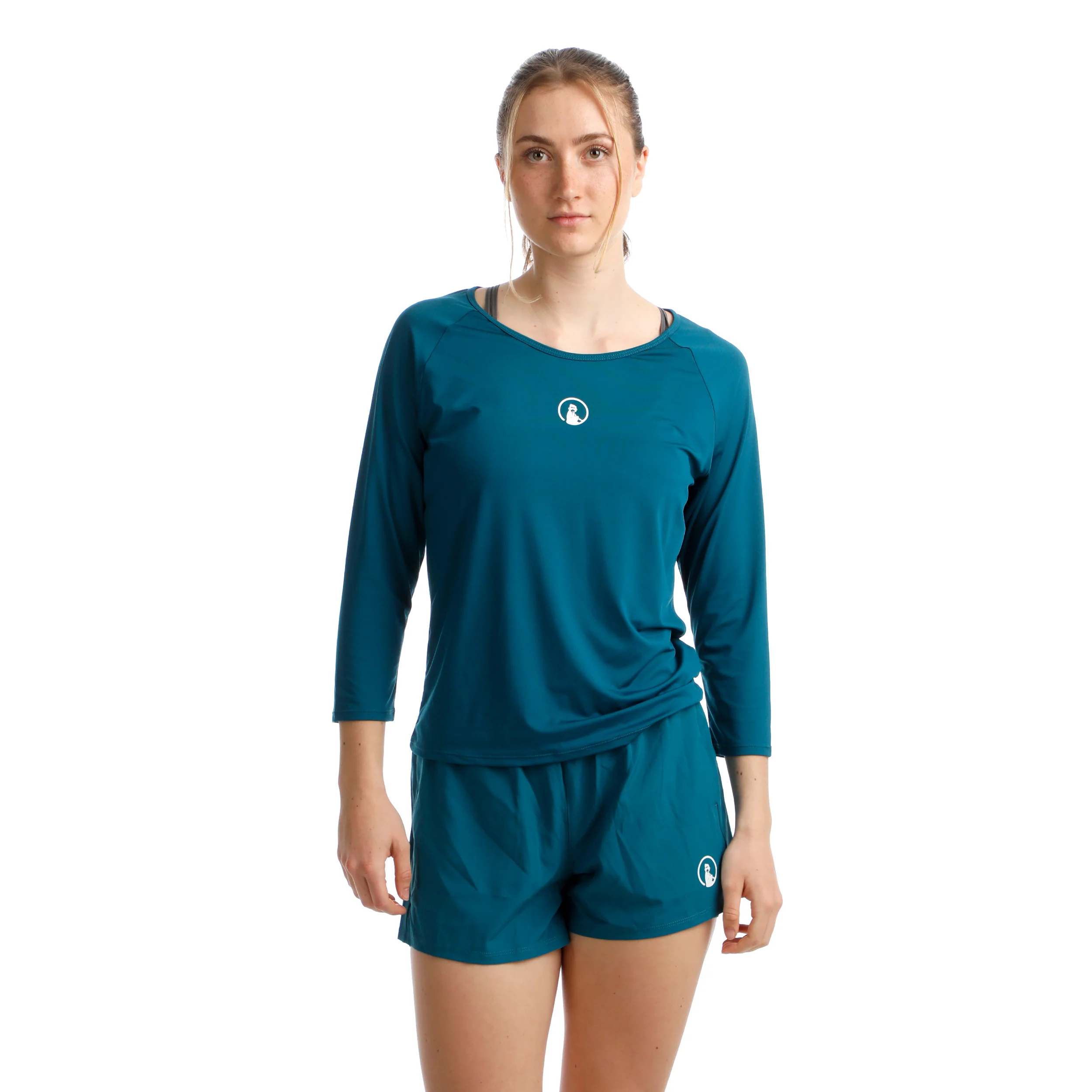 35913 Haut manches longues Femmes-bleu petrol, blanc - Image 4