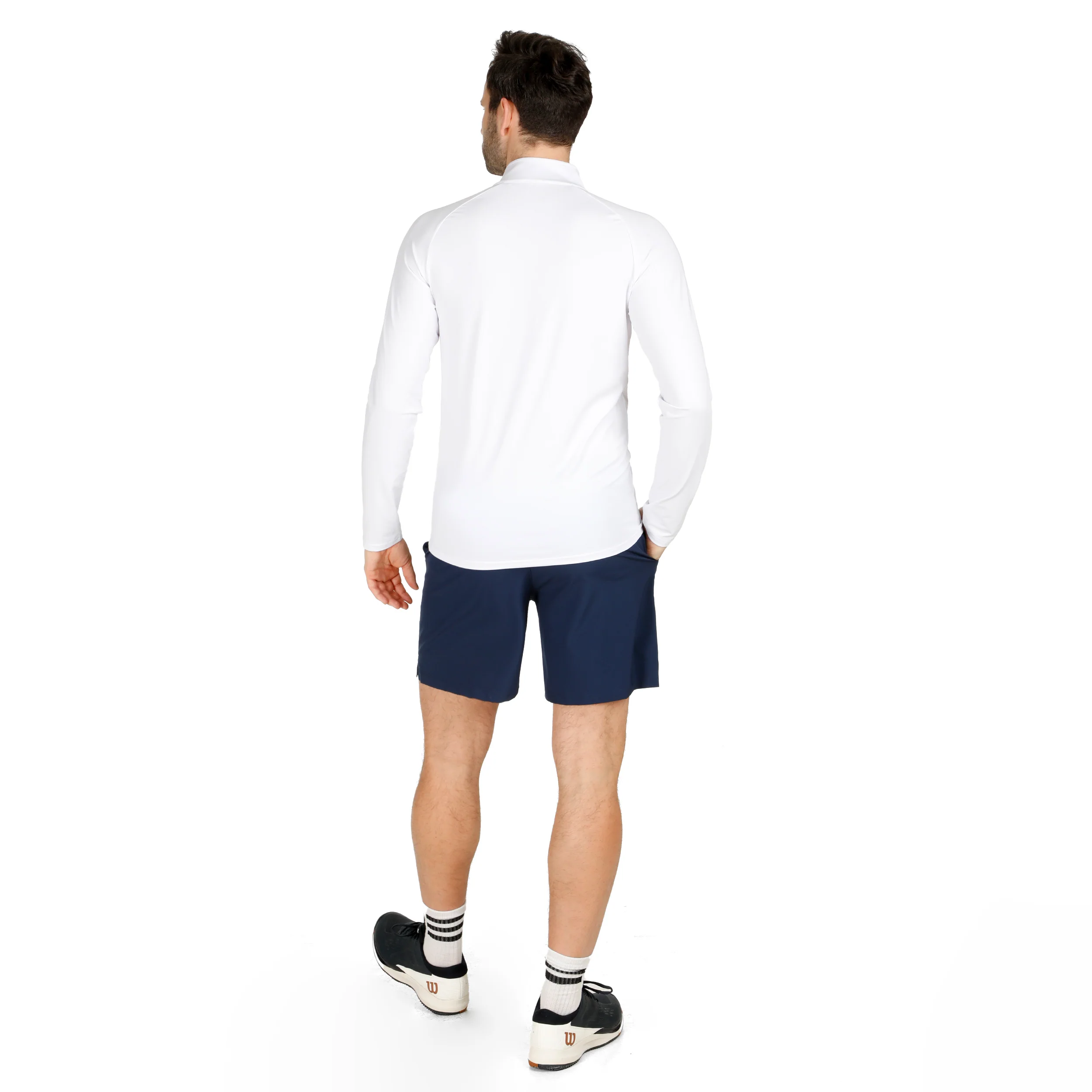 Big Serve 1/4 Zip Haut Manches Longues Hommes-Blanc - Image 4