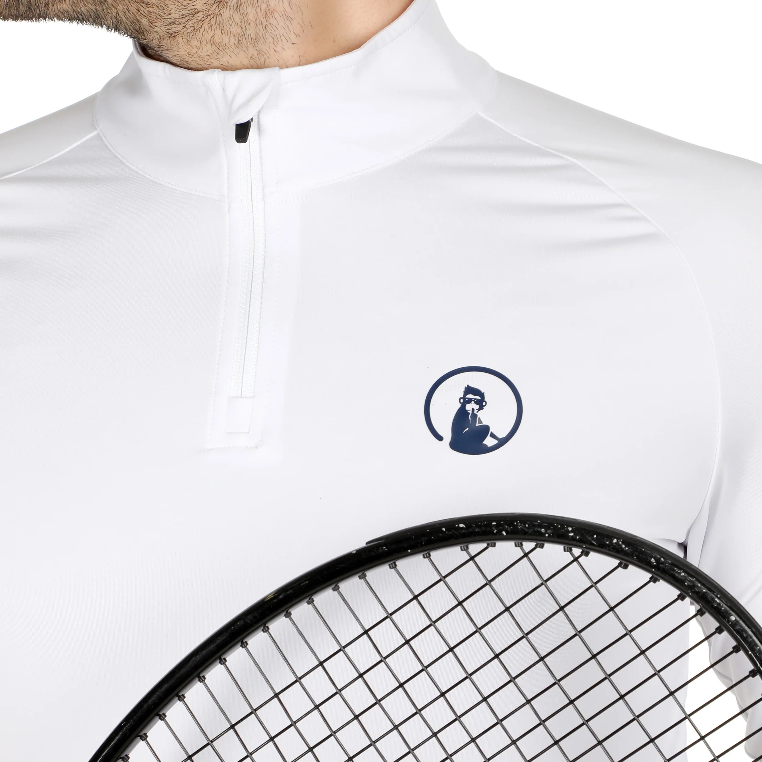 Big Serve 1/4 Zip Haut Manches Longues Hommes-Blanc - Image 5