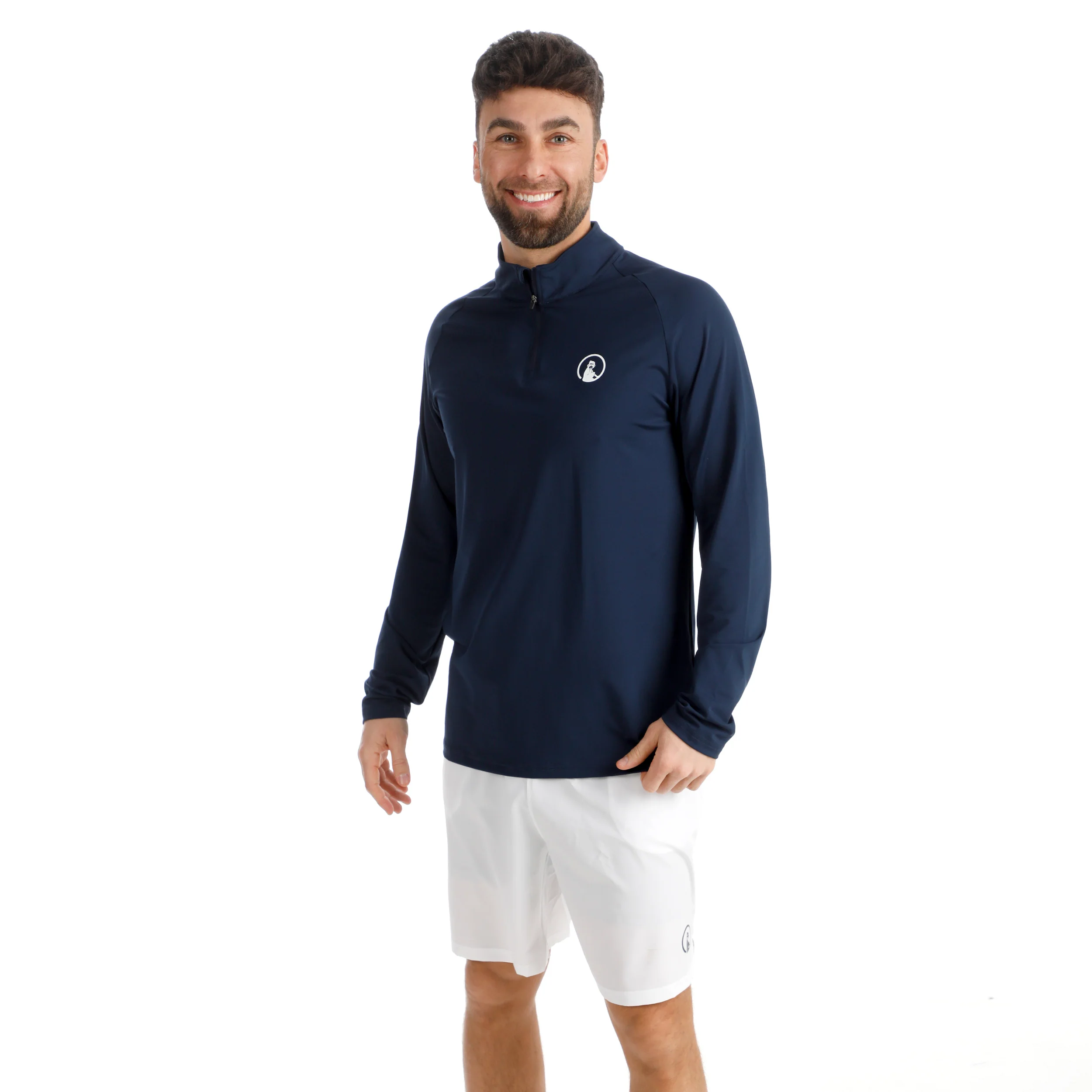 Big Serve 1/4 Zip Haut manches longues Hommes-bleu foncé - Image 4