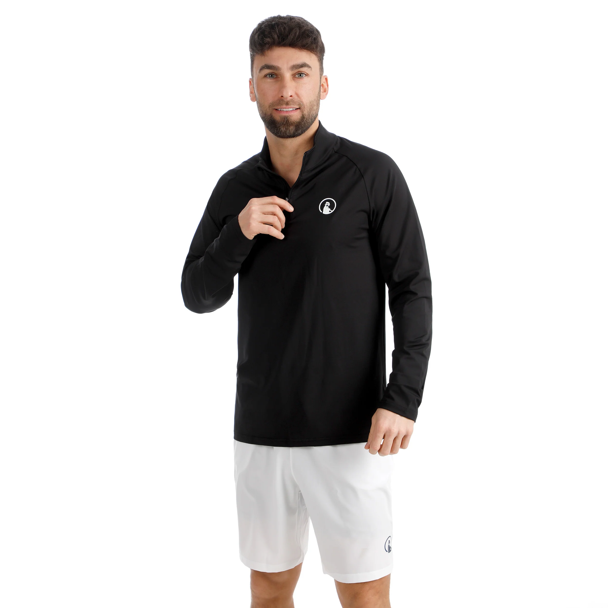 Big Serve 1/4 Zip Haut Manches Longues Hommes-Noir - Image 5