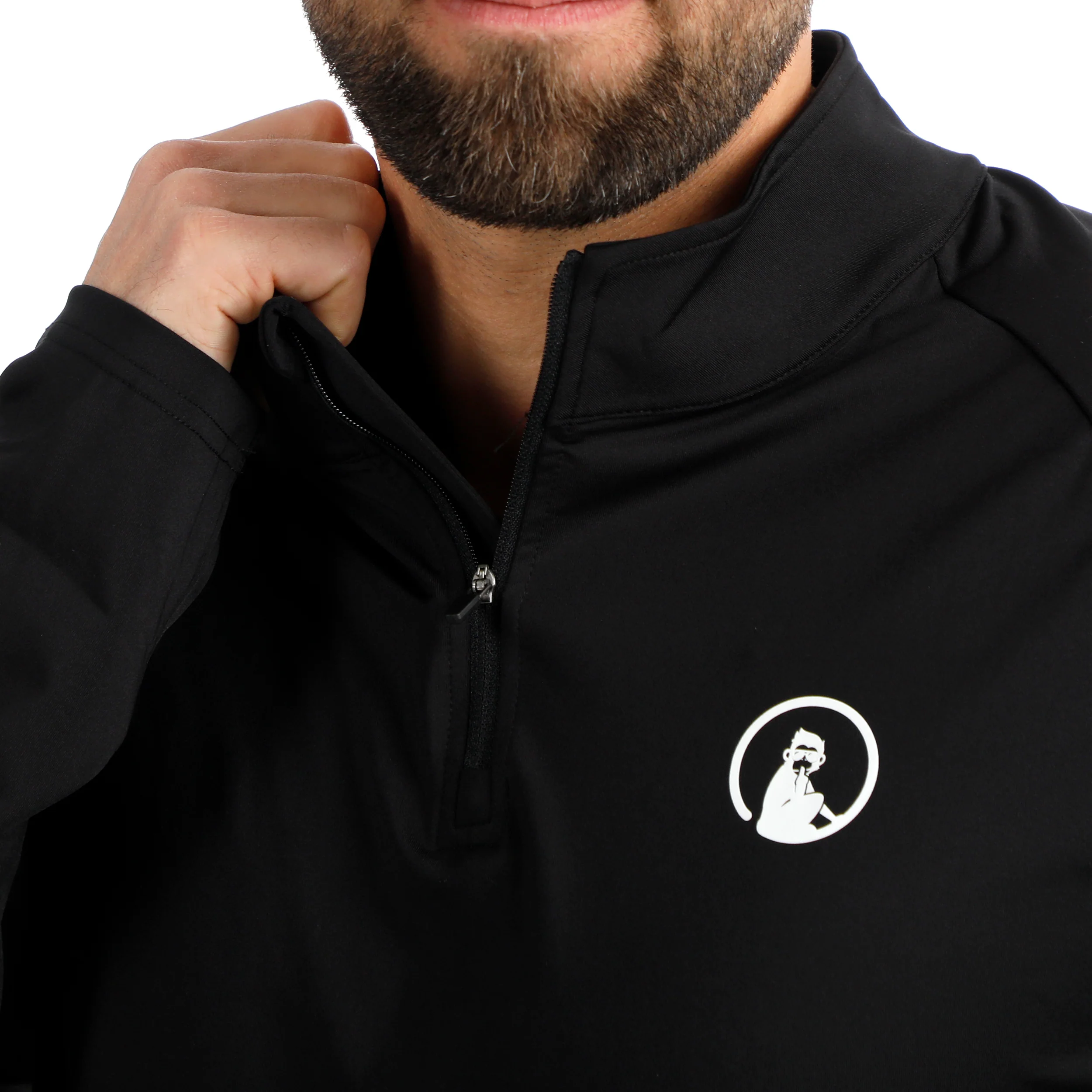 Big Serve 1/4 Zip Haut Manches Longues Hommes-Noir - Image 7