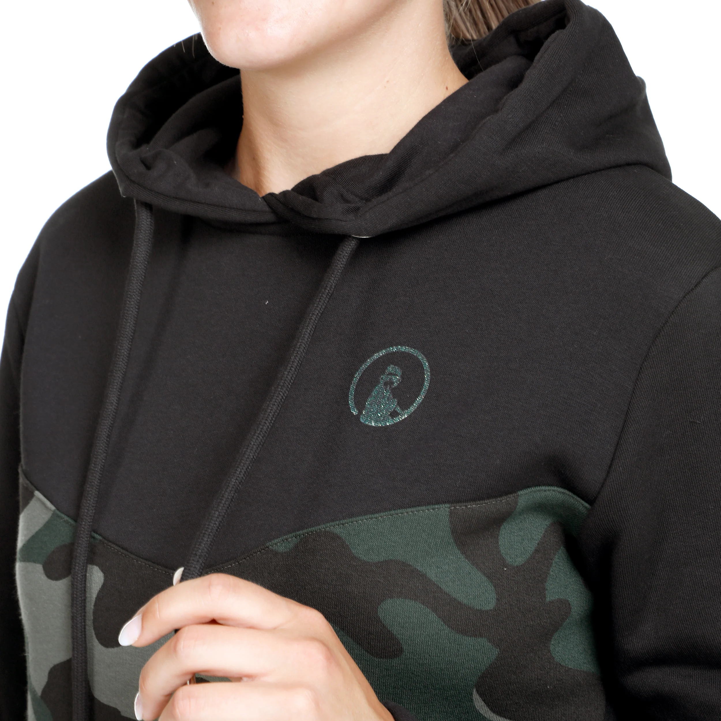 Camou Glitter Sweat à capuche Femmes - noir, kaki - Image 5